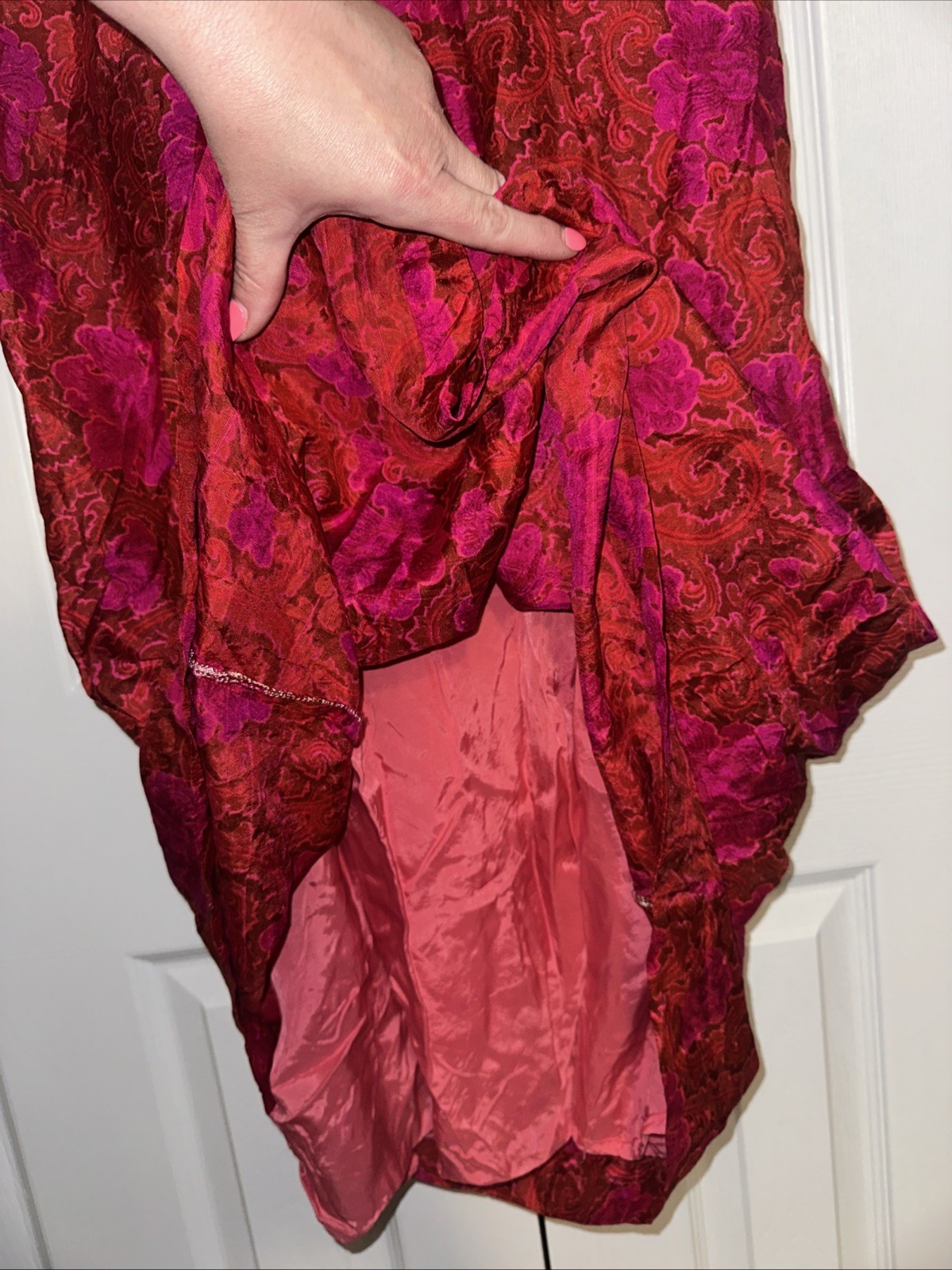 Vintage 60s Homemade Thai Silk? Dress Boho HIPPIE Floral Jim Thompson Style?