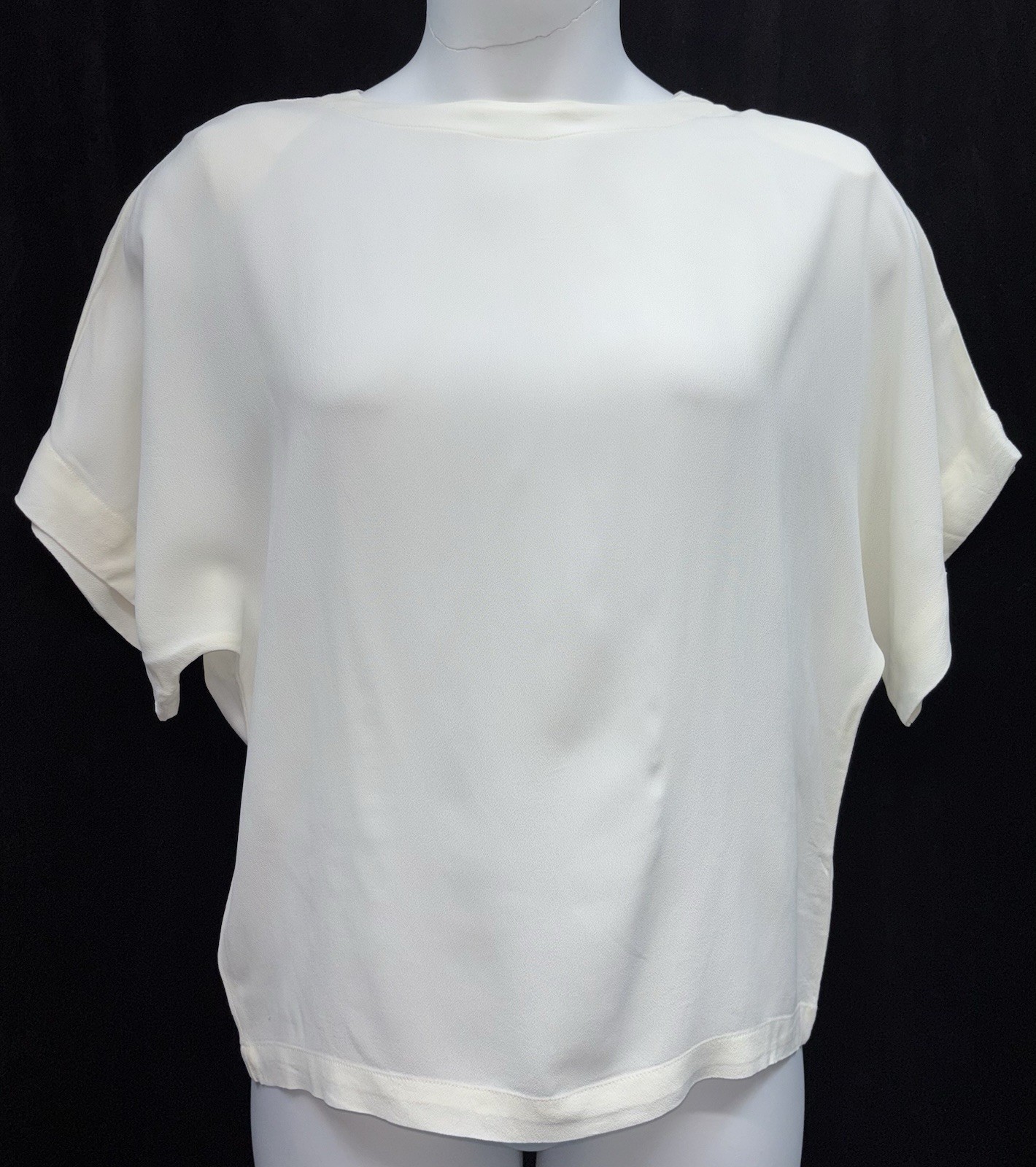 Vintage Karen Kane Women Size 12 Keyhole Button Short Dolman Sleeve Top Ivory