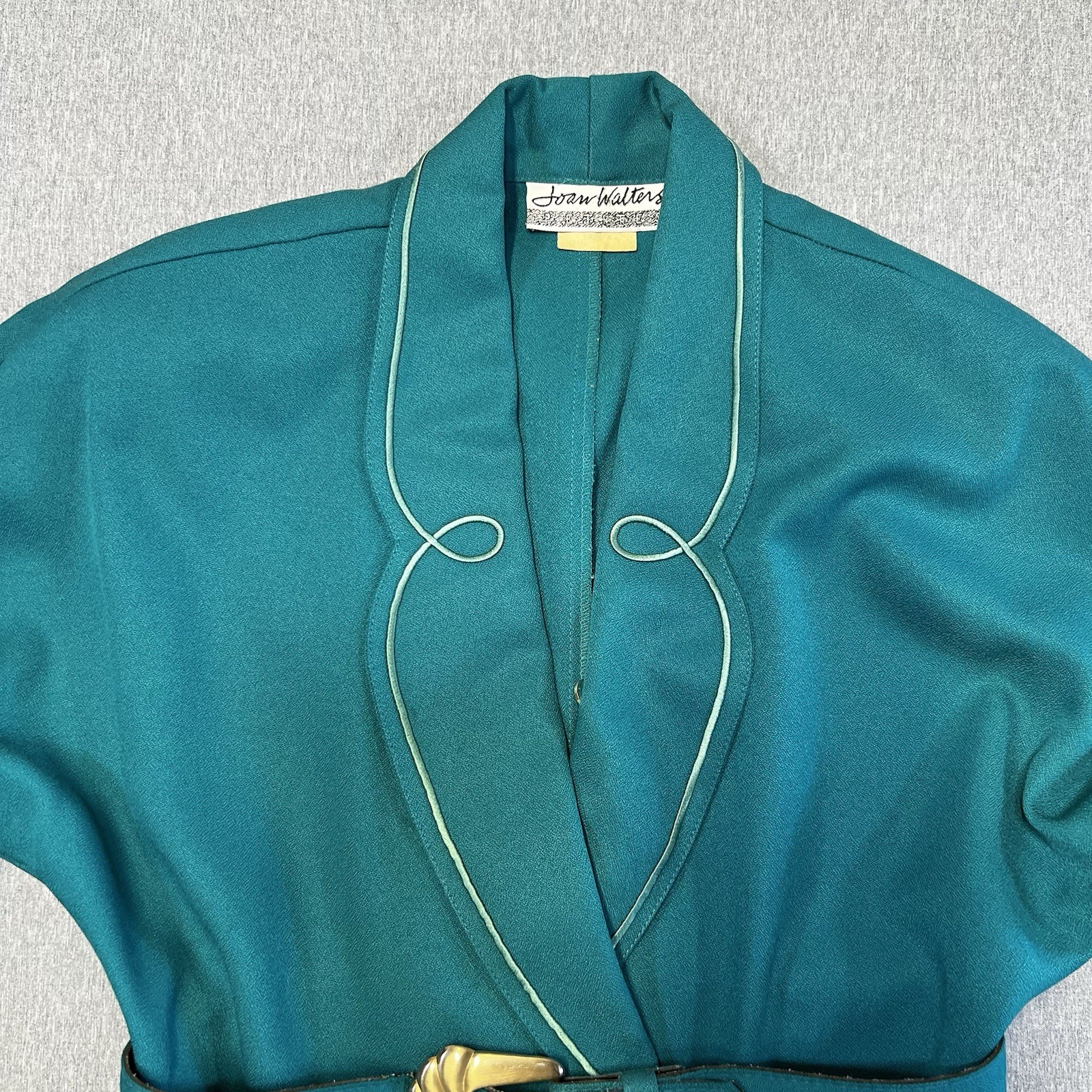 Vintage 80s Teal Power Jumpsuit Belted USA Made Joan Walters Petite 80s tailored