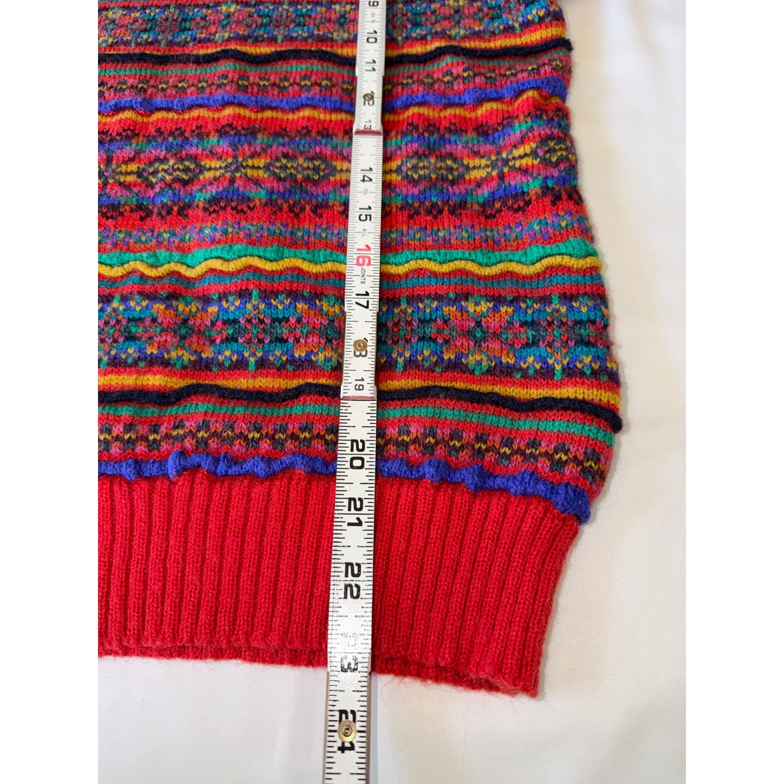 Vtg 80s 90s Paul Harris Coogi Style Bright Geometric Pattern Knit Sweater Small