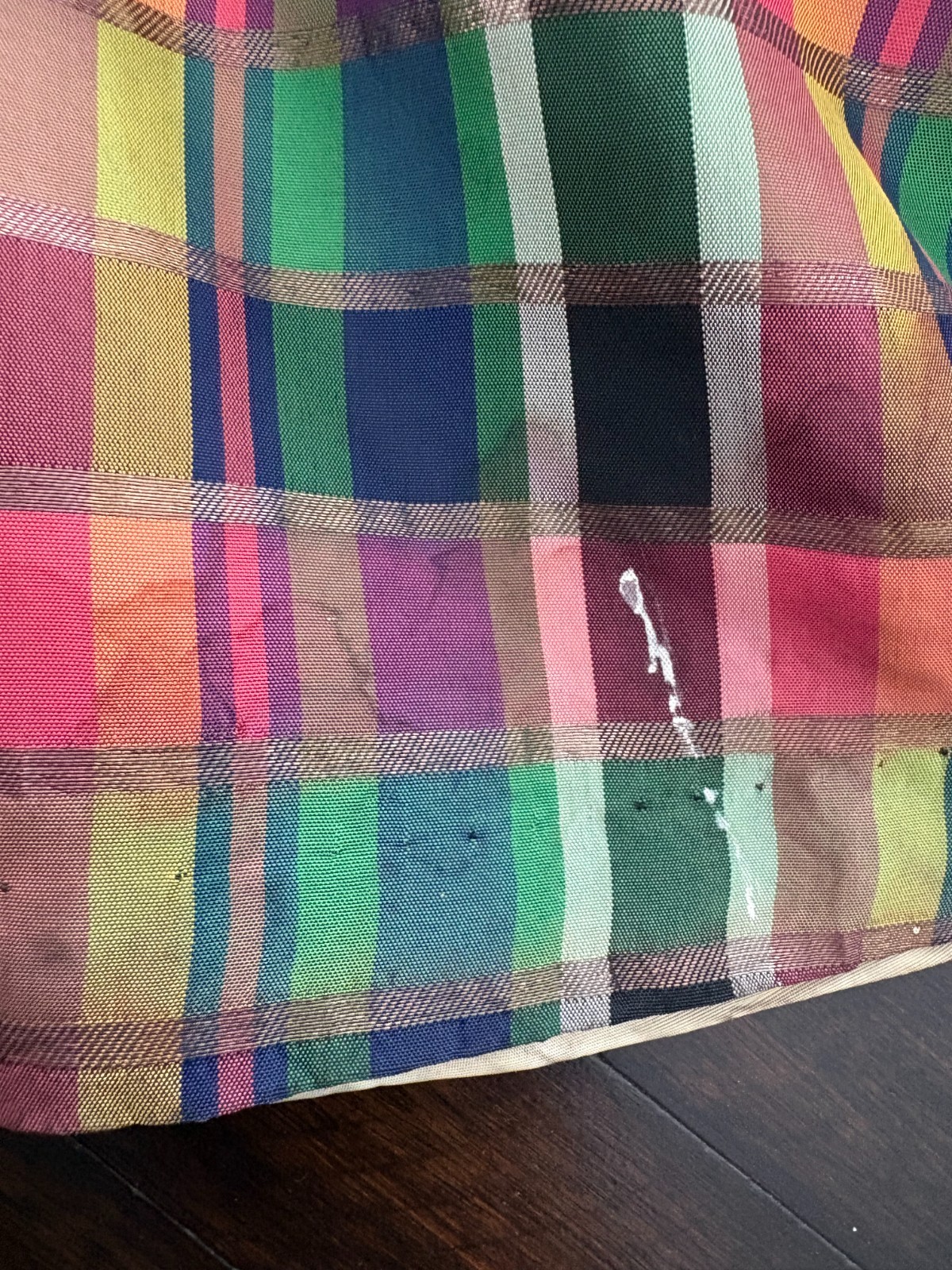 Vintage 1930s RARE Rainbow Silk Plaid Coat Mutton Sleeves Full Skirt Fancy Party