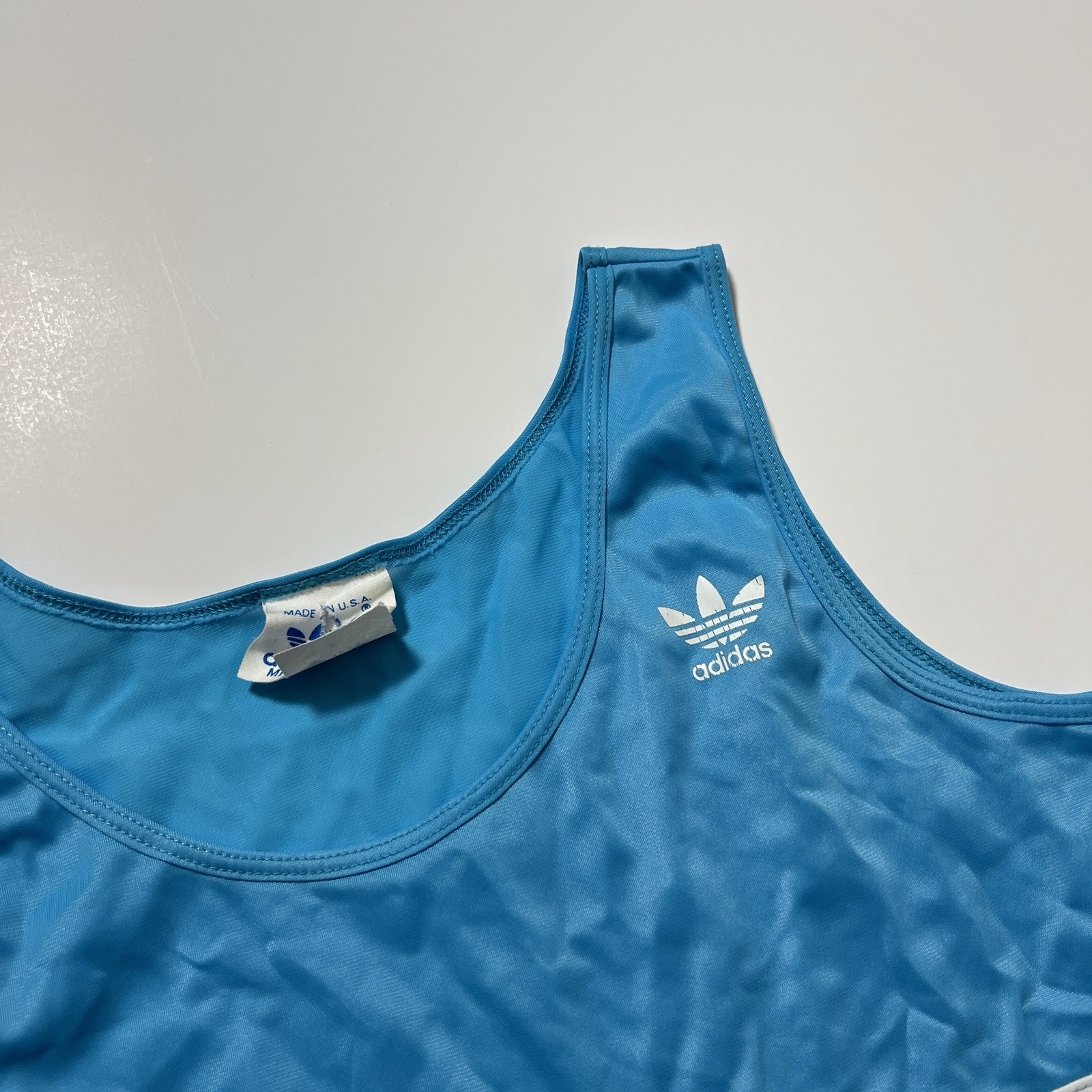 Vintage adidas Women’s Mesh Colorblock Tank Top Blue White Purple Size M 80s USA