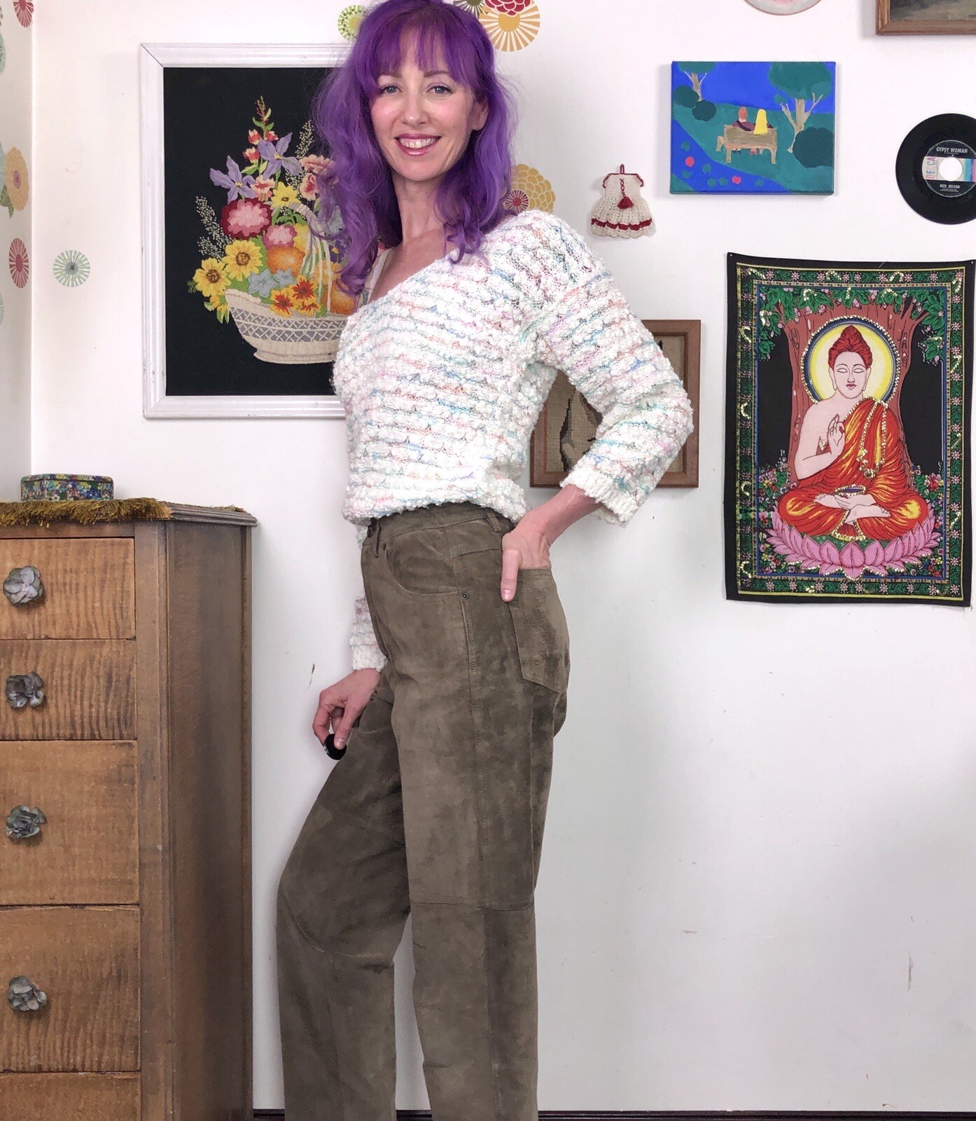 Vintage Suede Pants, 1990s High Waisted Leather Suede by Liz Claiborne, Sz 10 M