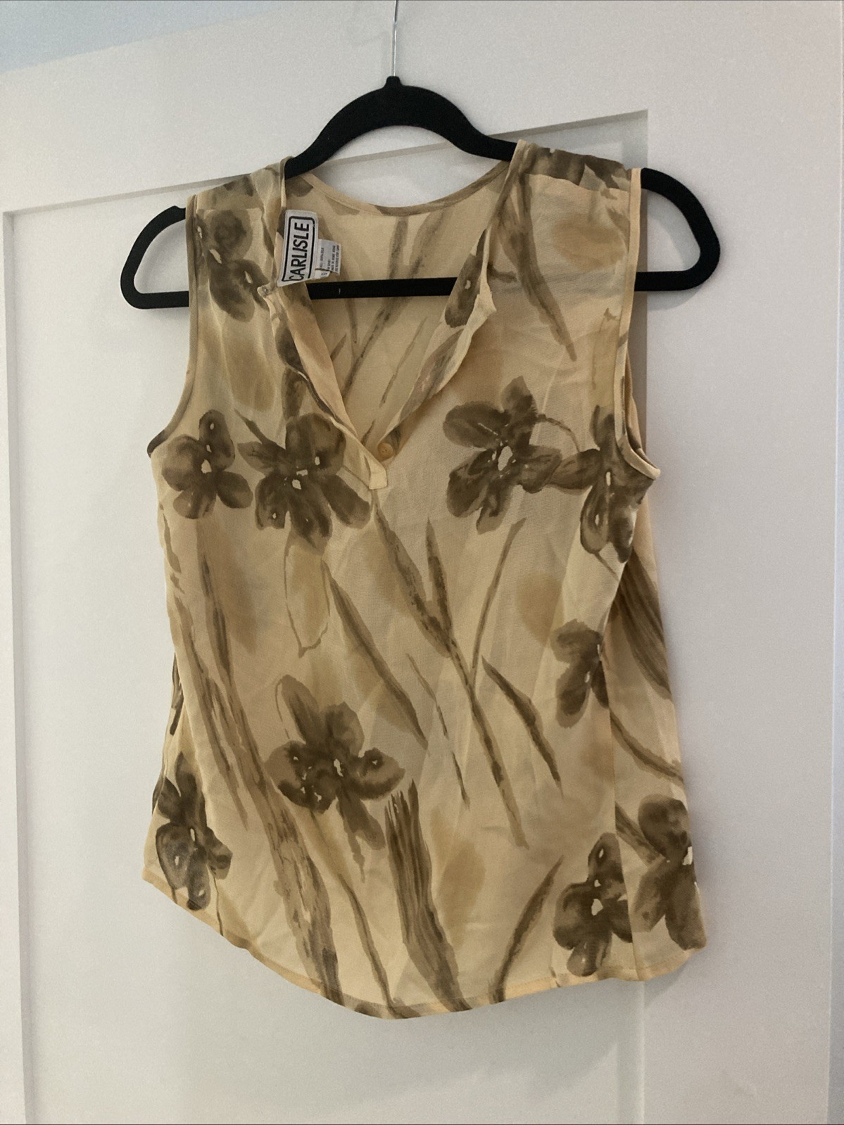 Vintage CARLISLE 100% Silk Sheer Top Yellow Gold Sz 6 NWT