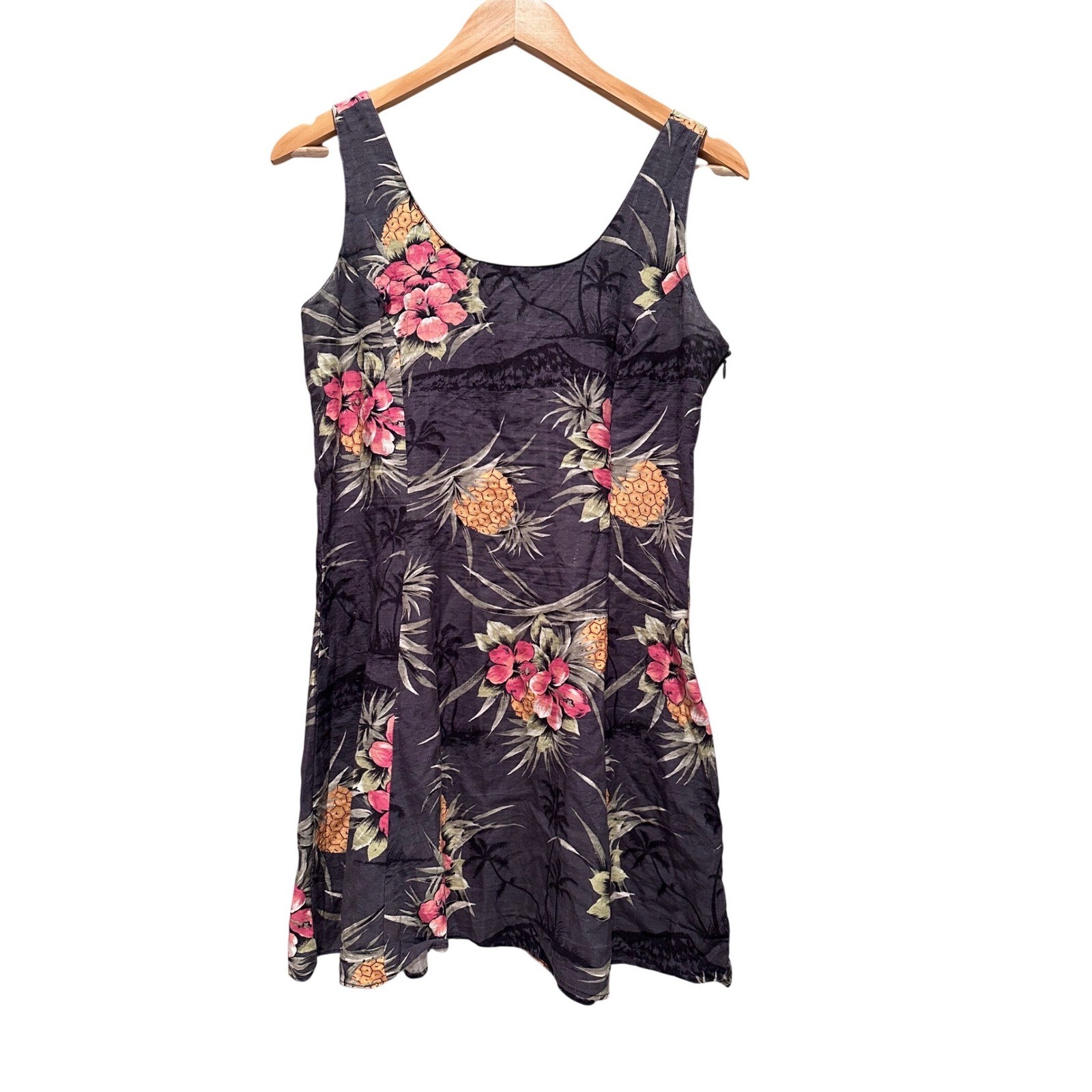 Tommy Bahama 100% Silk Tropical Pineapple Mini Dress Y2K Resort Size 6