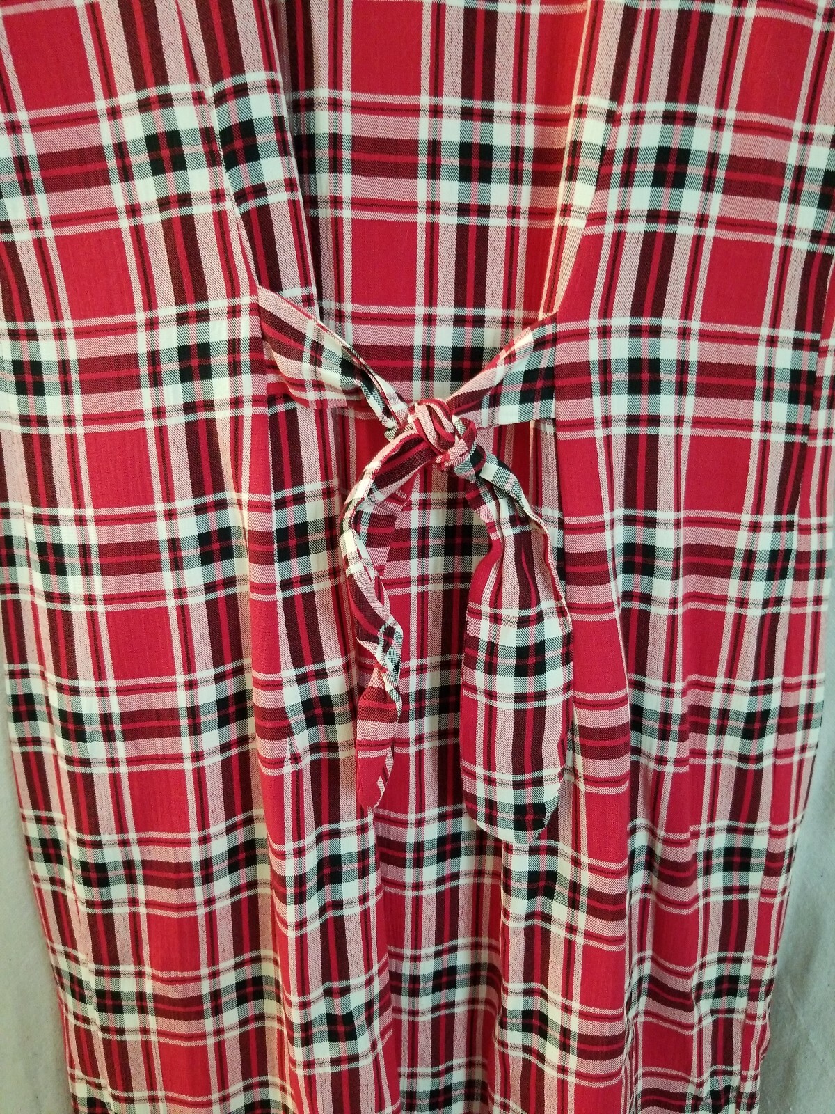 MISTY LANE ILGWU Union Label Red Black White PLAID Midi DRESSS Vtg 80s Sz 4
