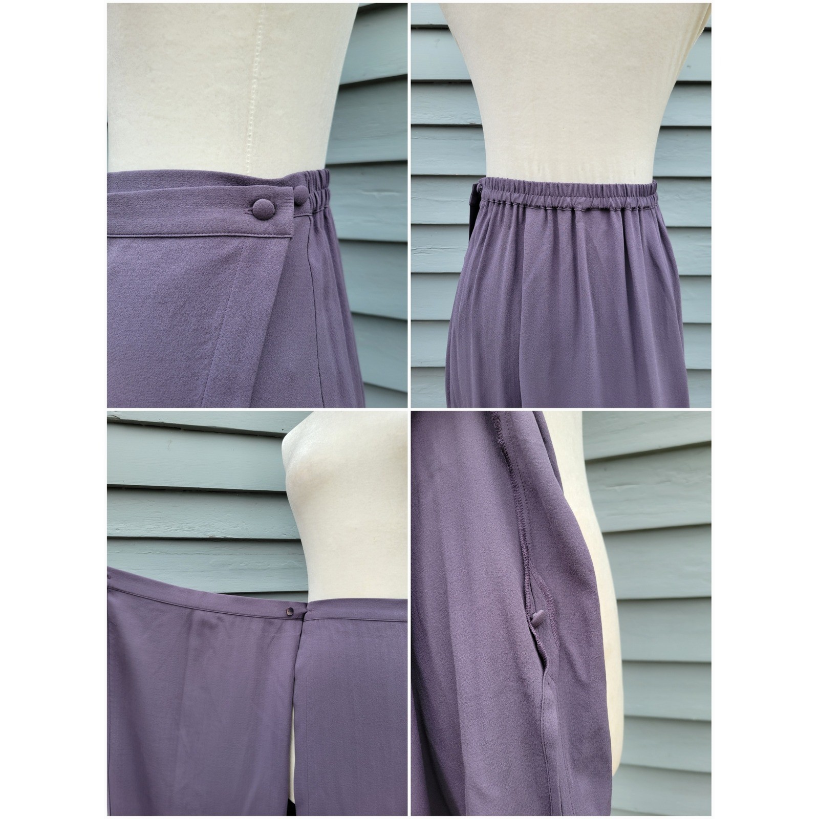 Eileen Fisher 3 Piece Skirt Set Purple 100% Silk Cardigan Shell Maxi Skirt Sm