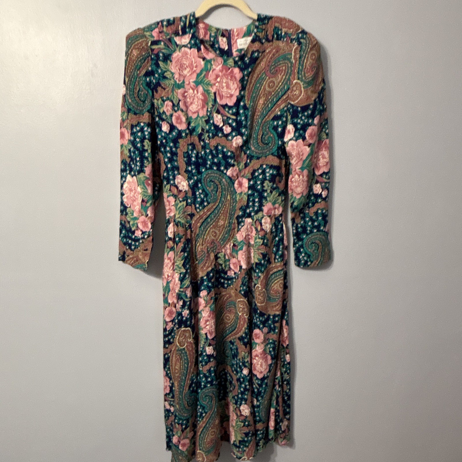 Vintage Betsy’s Things Floral Paisley Maxi Dress Size 11/12 Long Sleeve