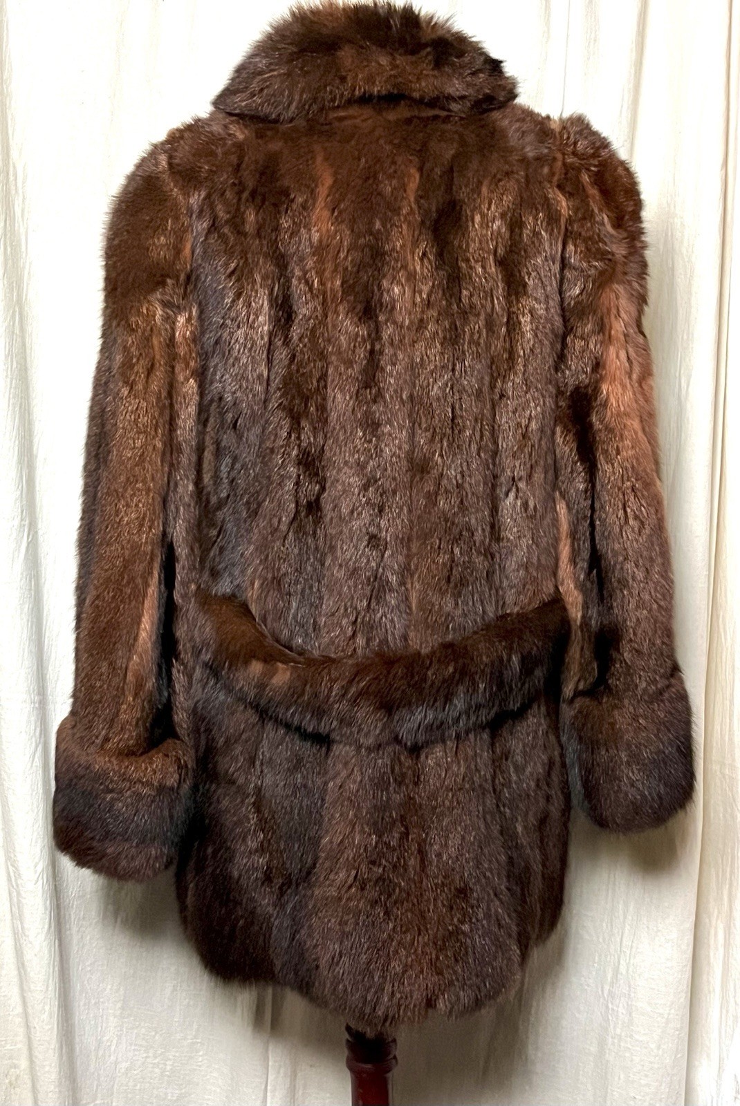 VINTAGE SOFT Reddish Brown NEW ZEALAND OPOSSUM FUR Jacket S/M