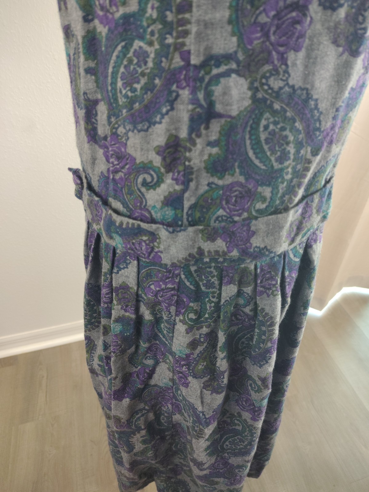 Vintage 80s Laura Ashley 10 Cotton Wool Floral Dress Lace Collar Cottage England