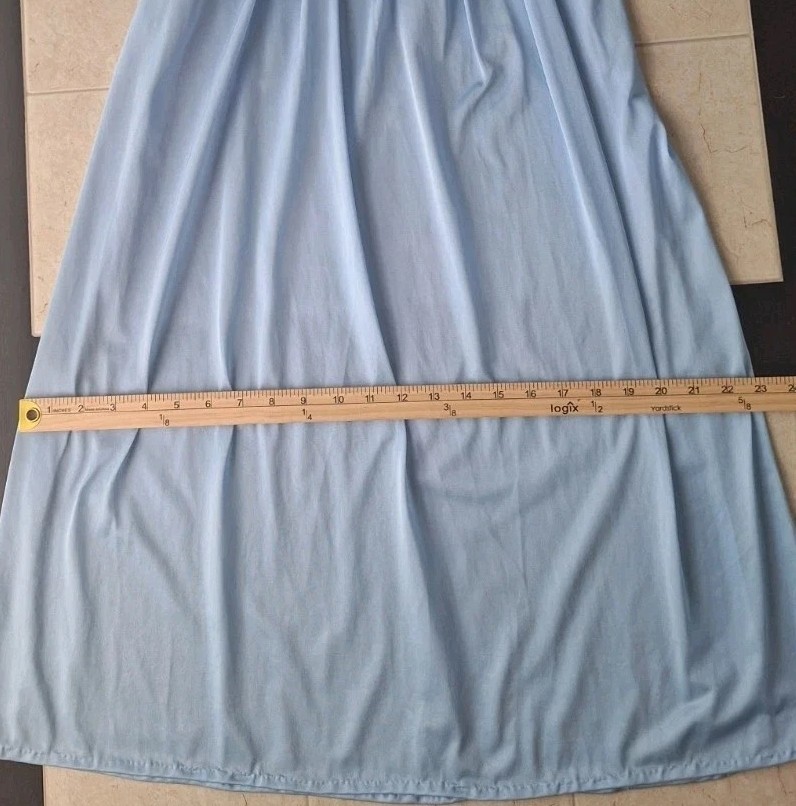 VTG Paramount Underwear Co Nylon Nightgown M Blue Lace&Floral Details Coquette