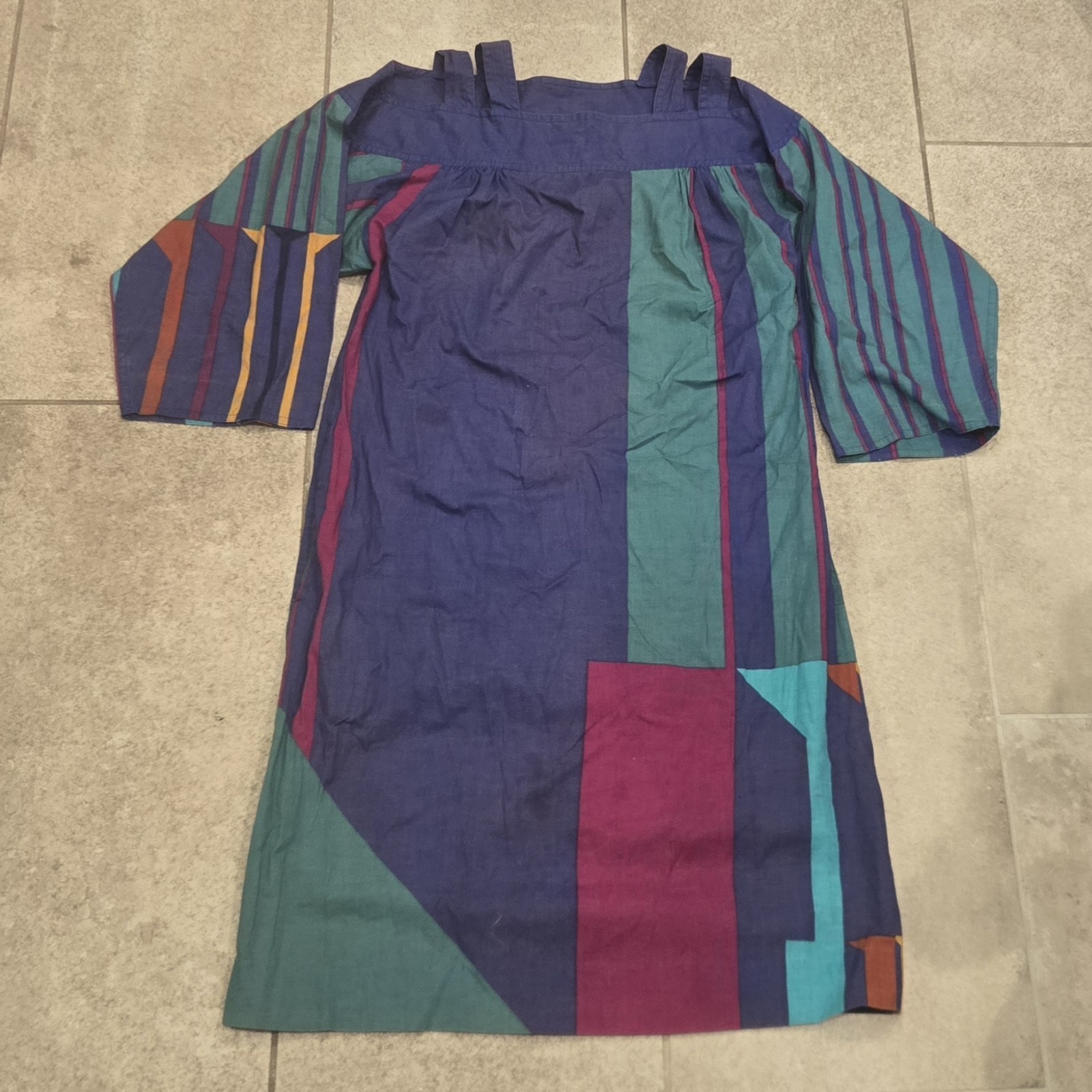 Vintage GUNN TRIGERE Beverly Hills Dress Sz 40 Artsy Mod Boho Made Italy 70s 80s