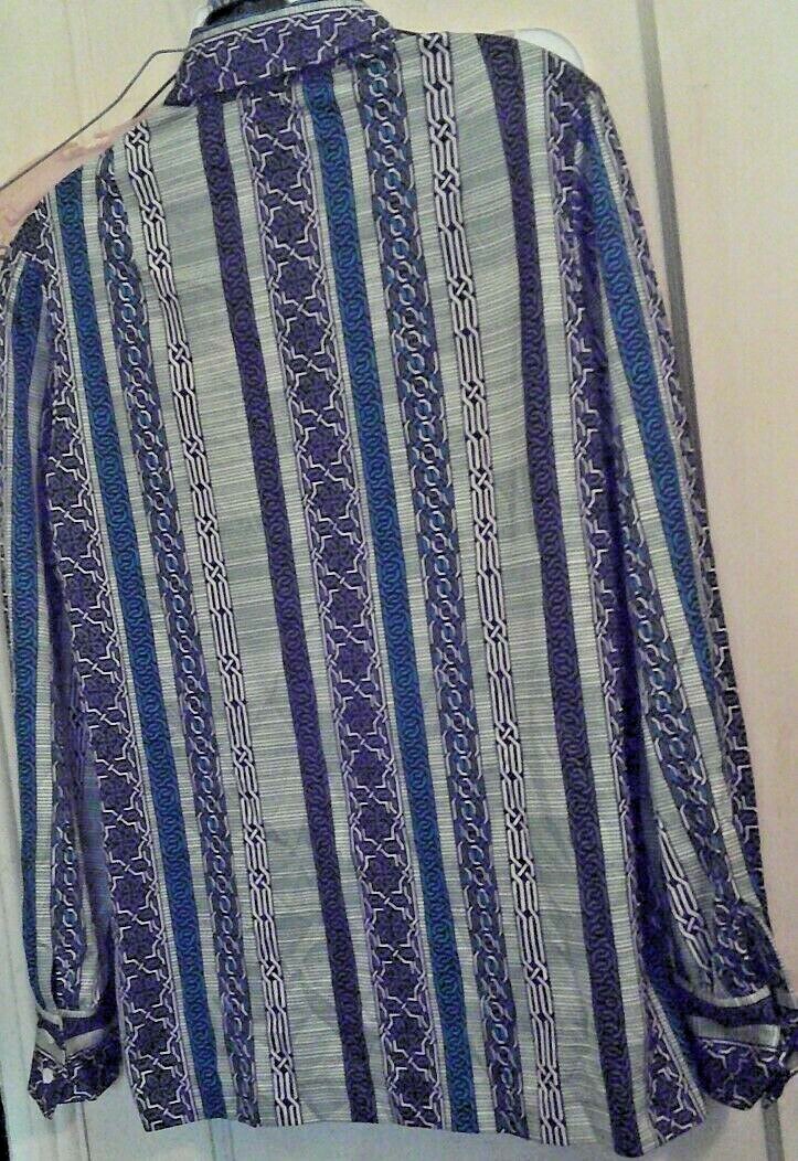 Vintage 1970s MOD McMullen geometric stripe button down Shirt Blouse size 10