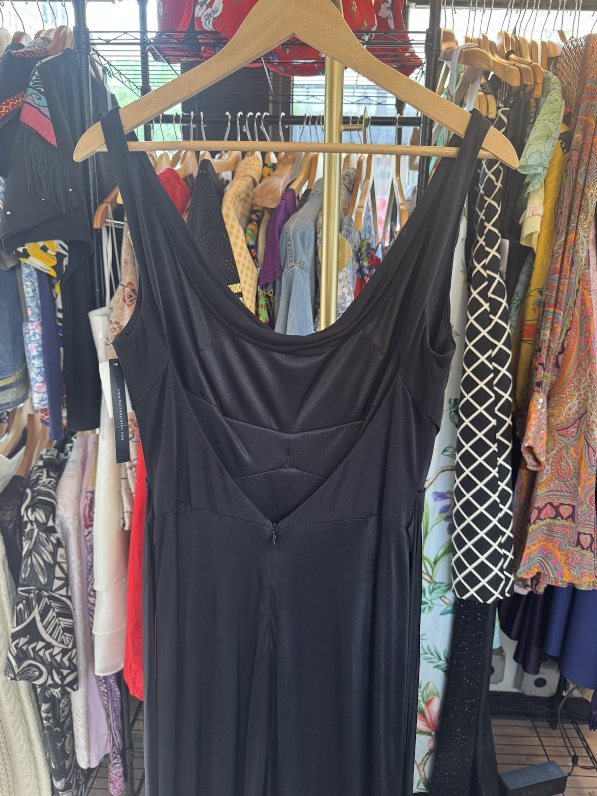 Vintage NWT David Meister Black Cowl Neck Maxi Dress Evening Gown Sleeveless