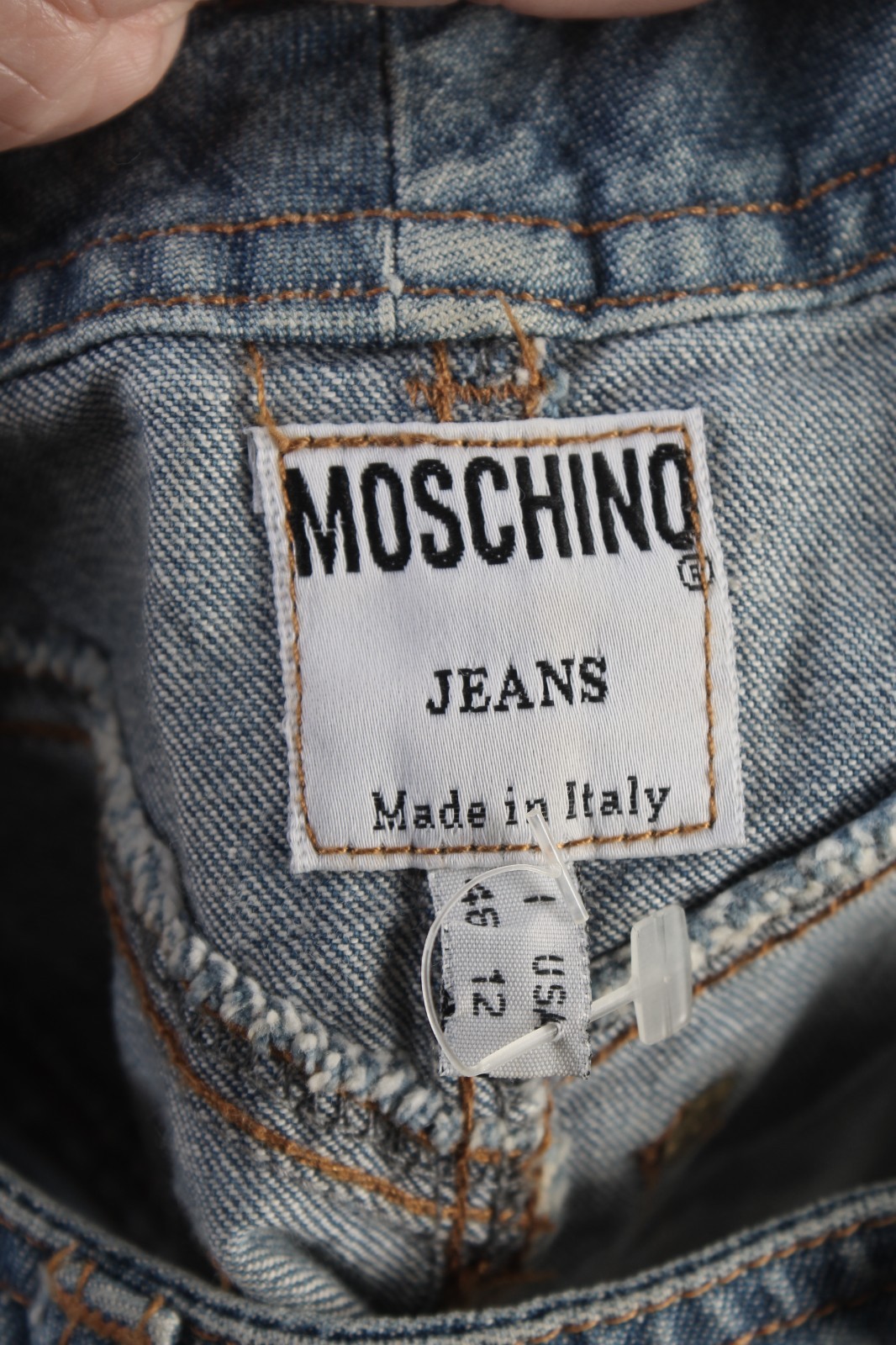 Vtg Moschino Denim Crop Top Blue Jean Patchwork Half Shirt Designer Tunic 12