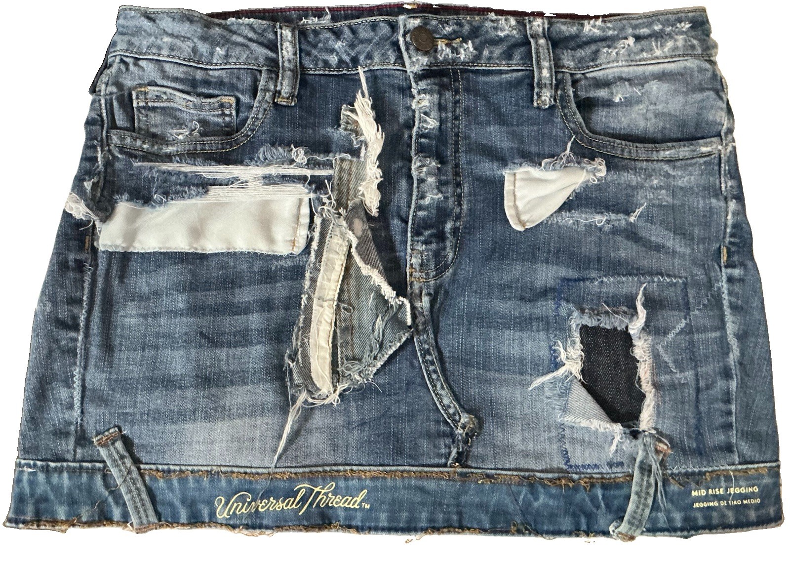 Den&um Distressed Skirt… Blue, Size 27
