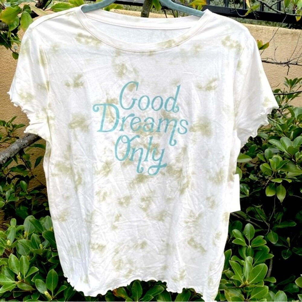 Lauren Conrad Intimates Sage Green Cropped Tie Dye „Good Dreams Only” PJ M NWT