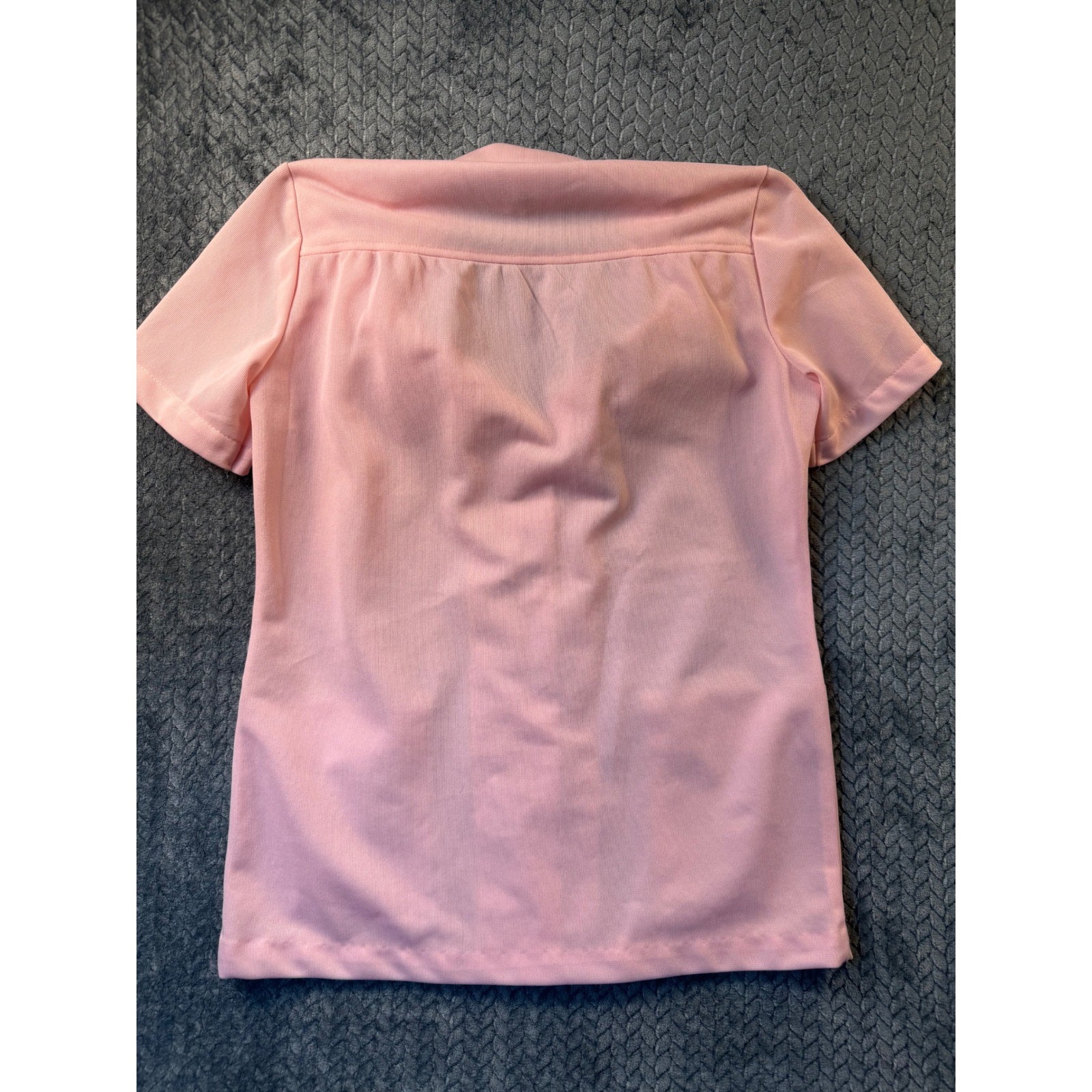 Crest Careers Vintage Pink Short Sleeve Button Up Tunic Blouse Top Uniform