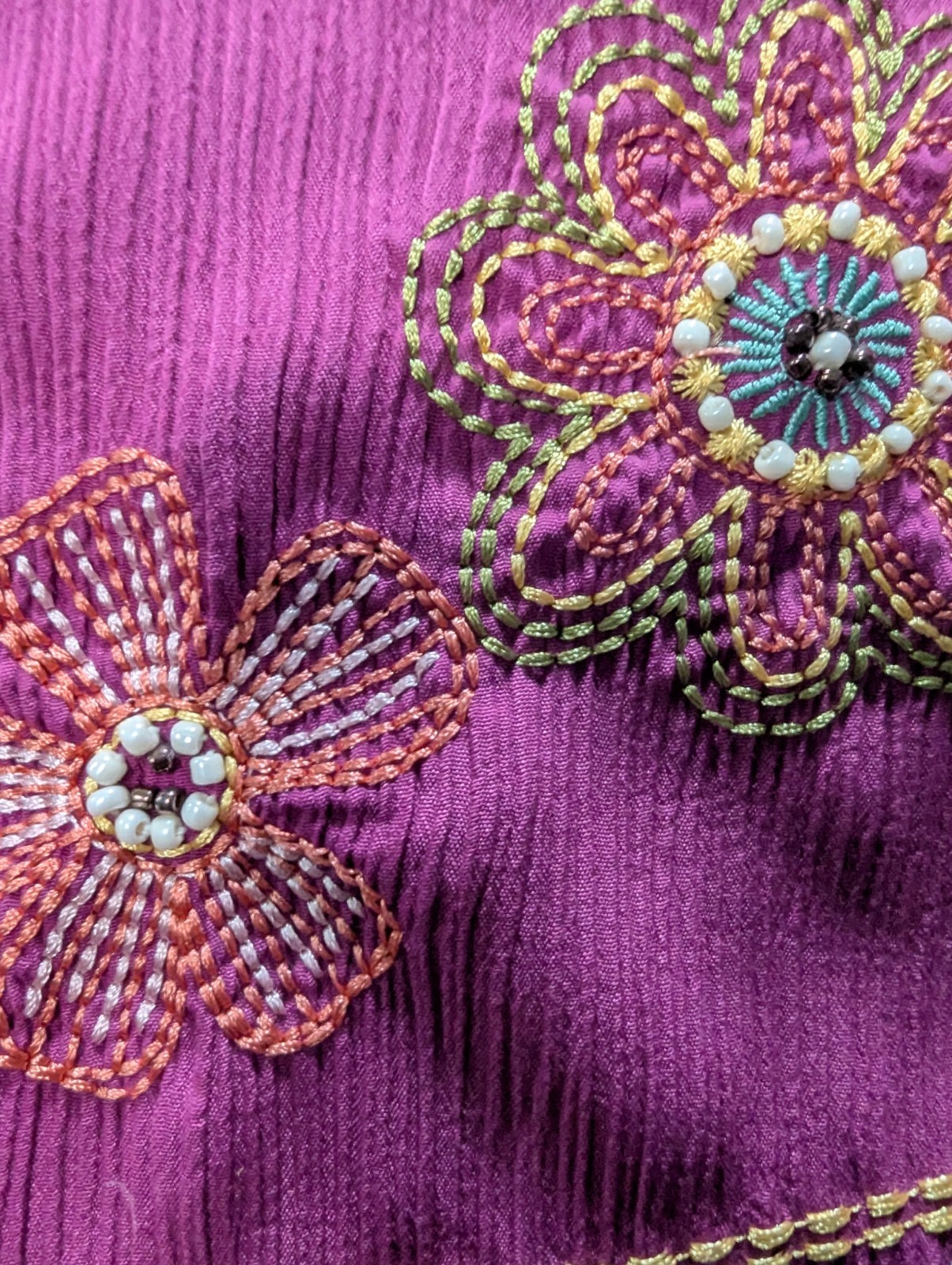Vintage Koret Floral Embroidery Magenta Pink 2 Piece Set Short Pants And Top