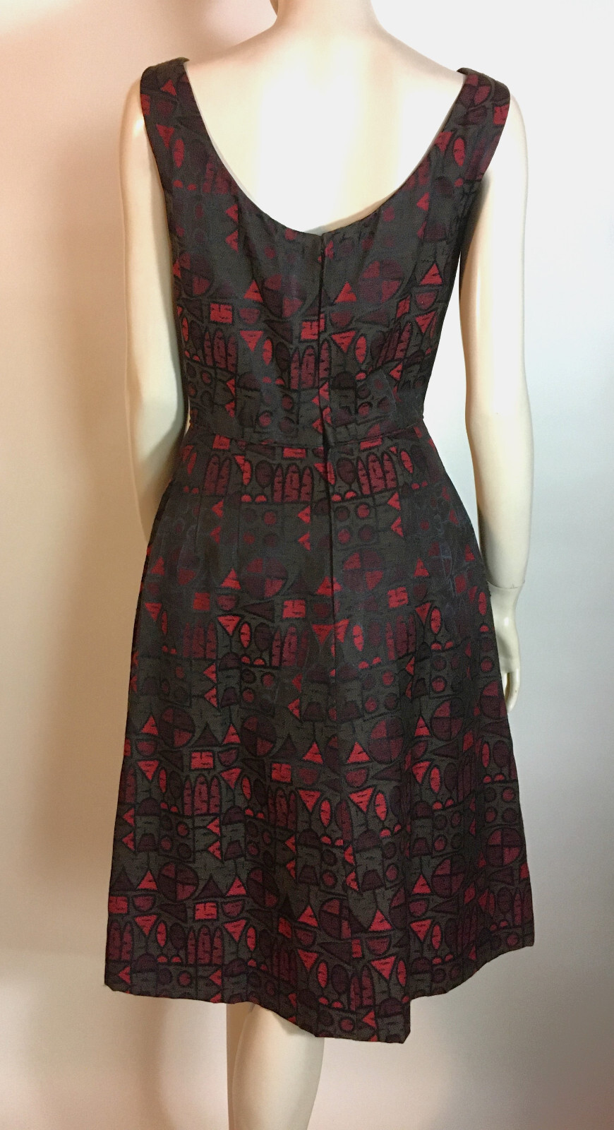 1960s Vintage NOS Unworn Marie Leavell MCM Abstract Pattern Dress Jacket Set S M