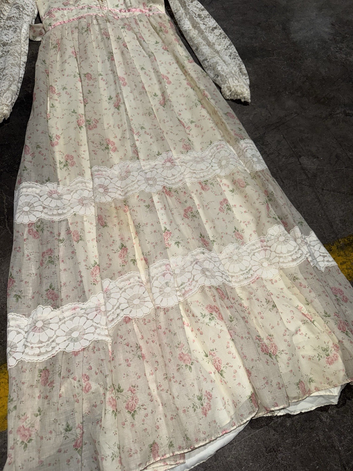 Vintage 60s 70s Boho Floral Peasant Victorian Cottage Core Prairie Dress XS