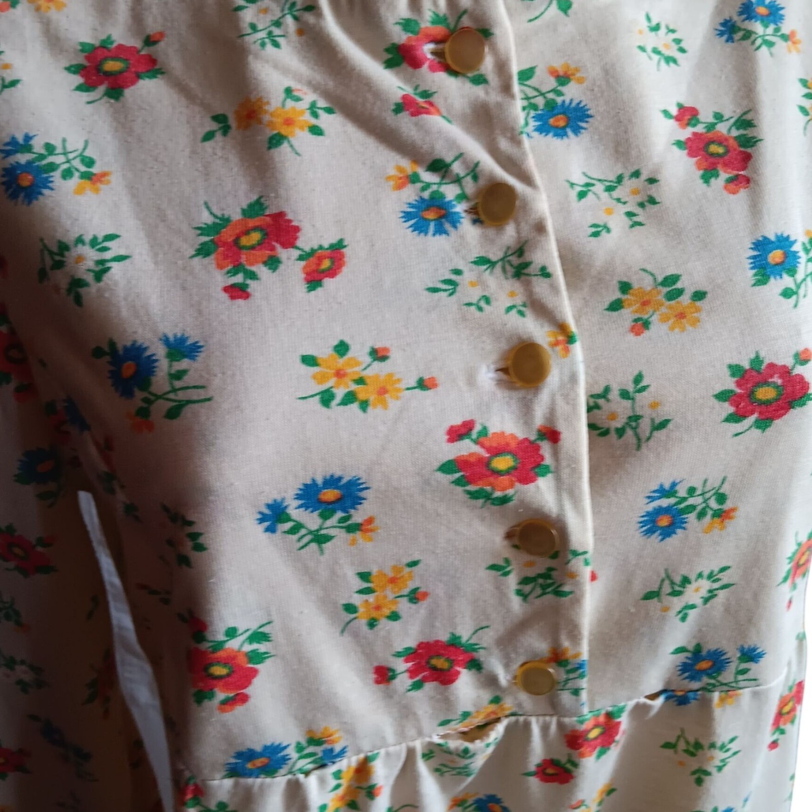 Womens Medium Vtg 70’s Peasant Top Blouse Floral Button-Down Hippie Groovy Mom