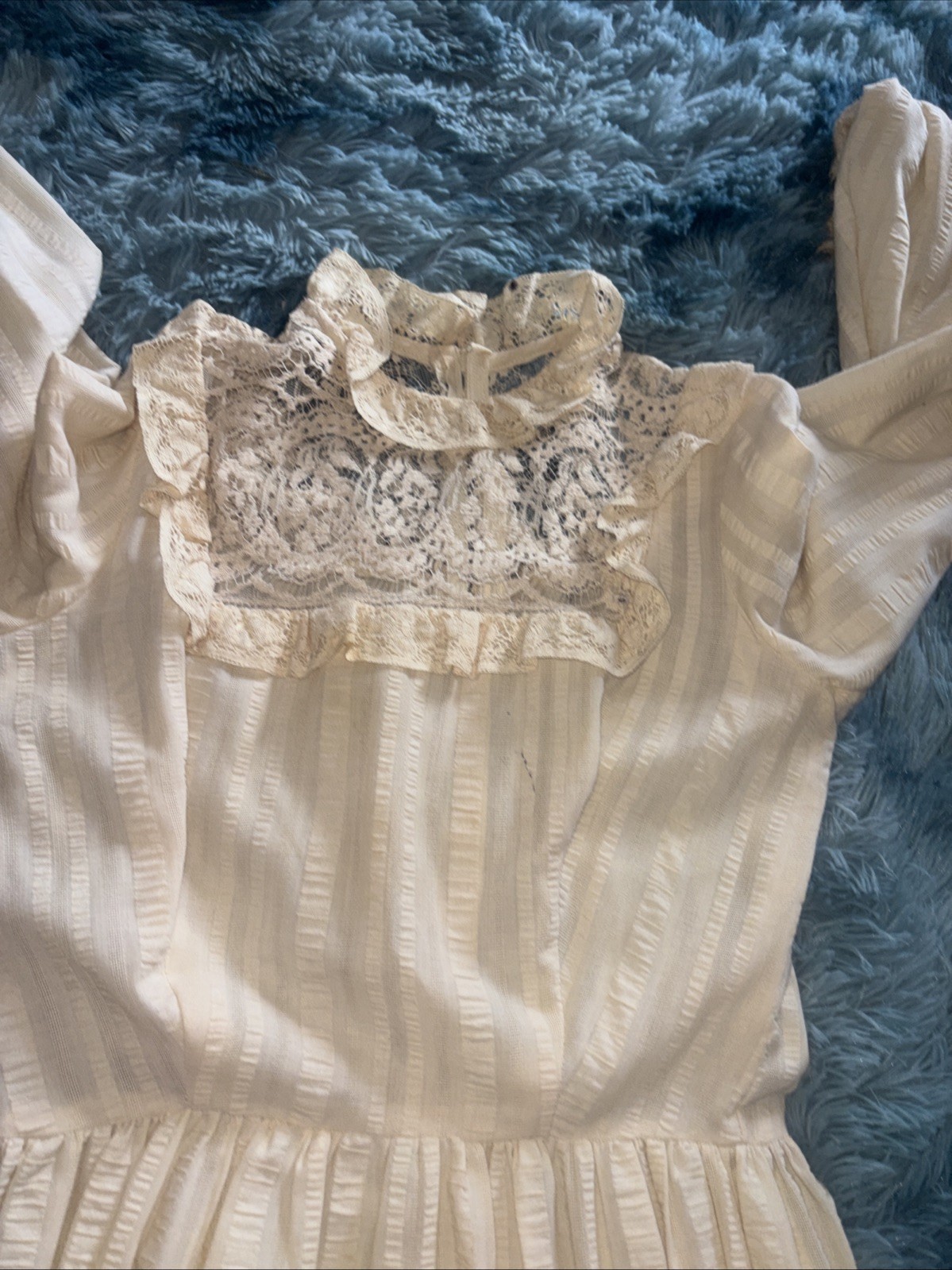 Vintage Prairie Dress Cottagecore Boho 1970’s Lace Maxi Gunnie
