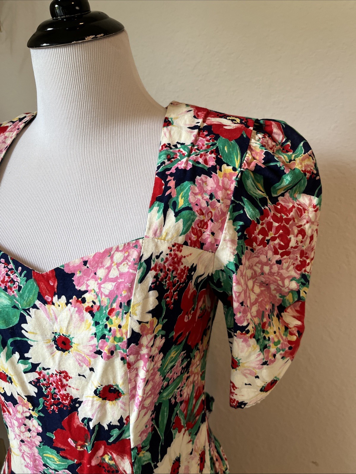 Vintage Country Romance Dress Size 6/8 Floral Prairie Cottage Core 80s USA