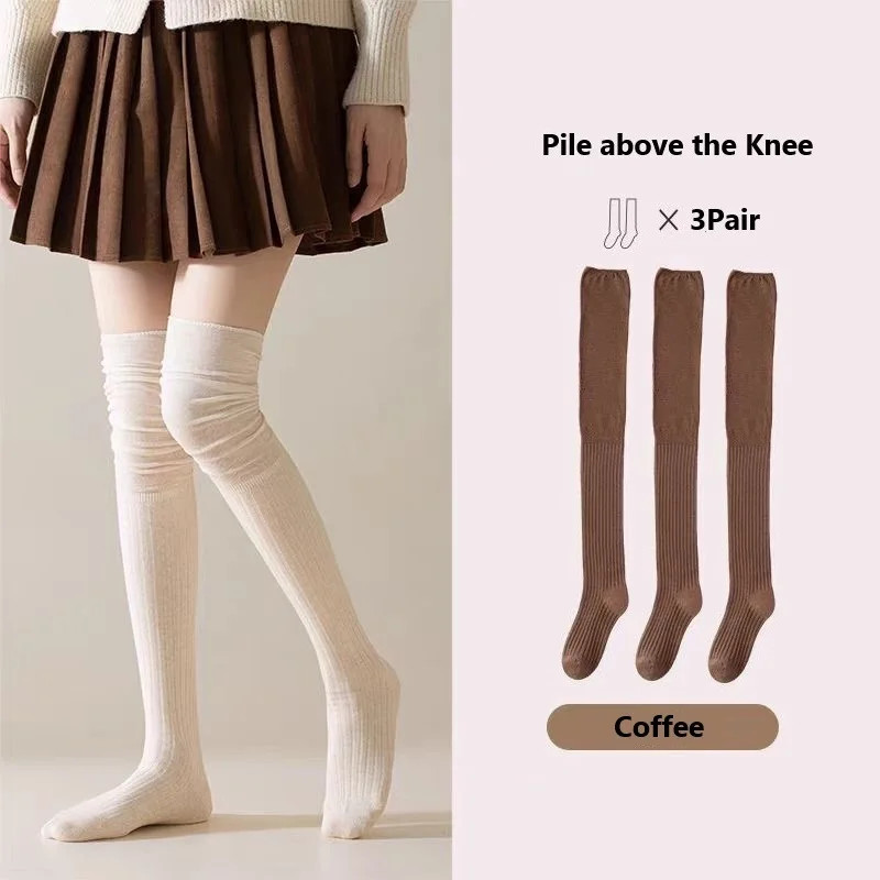 1/3P Women Long Socks Boot Solid Thigh Stocking Skinny Casual Cotton Over Knee