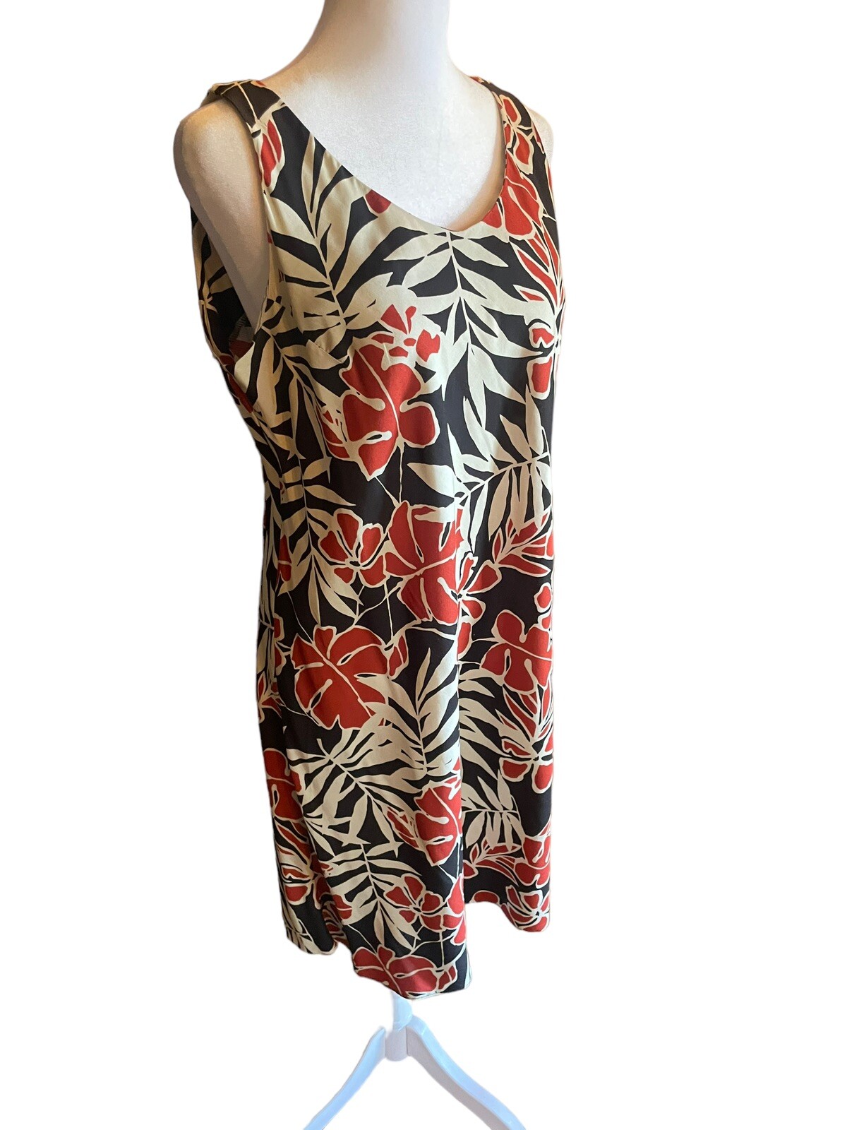 Vintage Nani of Hawaii Dress Tropical Hawaiian Knee Length Sz Small Tan Floral