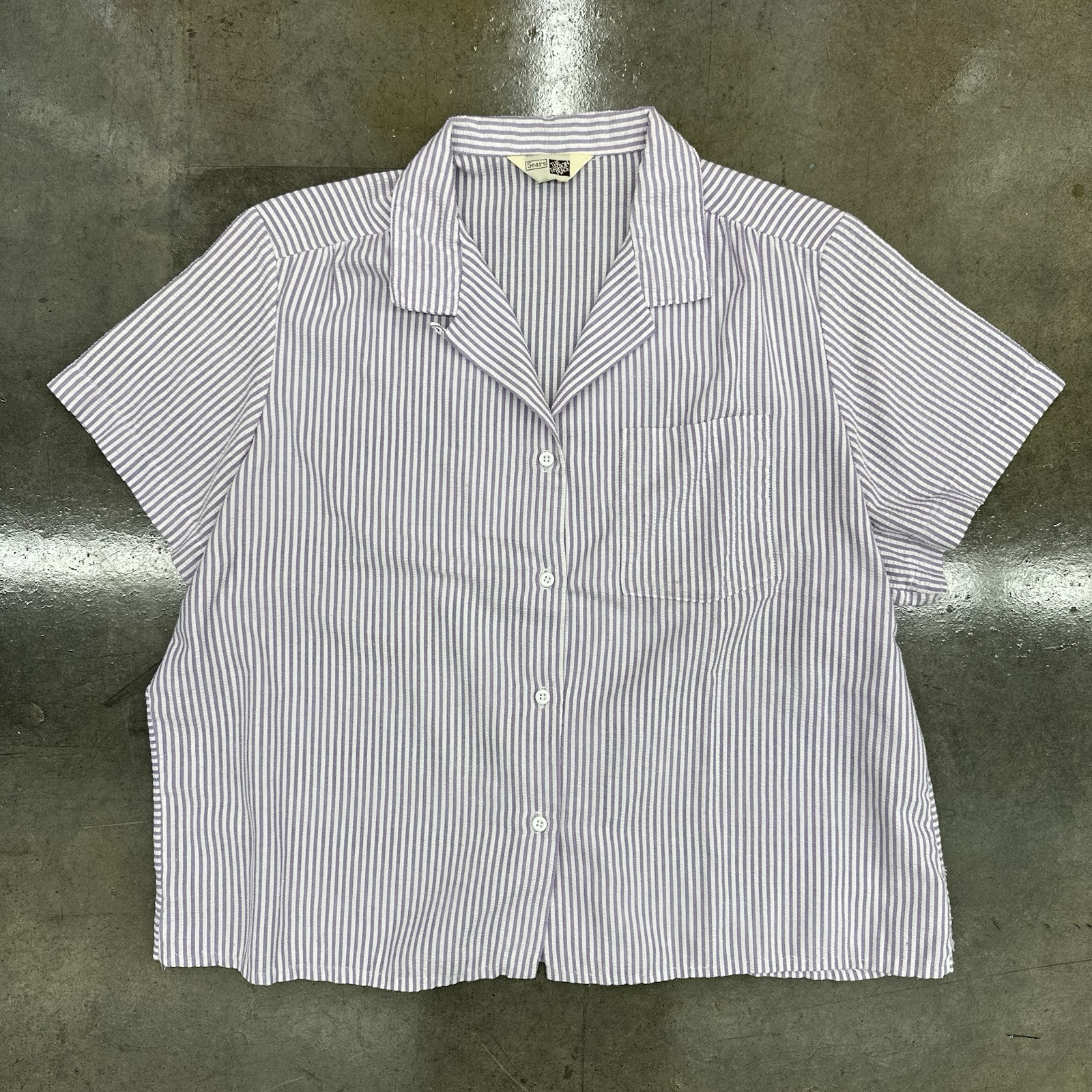 Vintage Sears The Fashion Place Women’s Loops Collar Button Up Shirt Purple