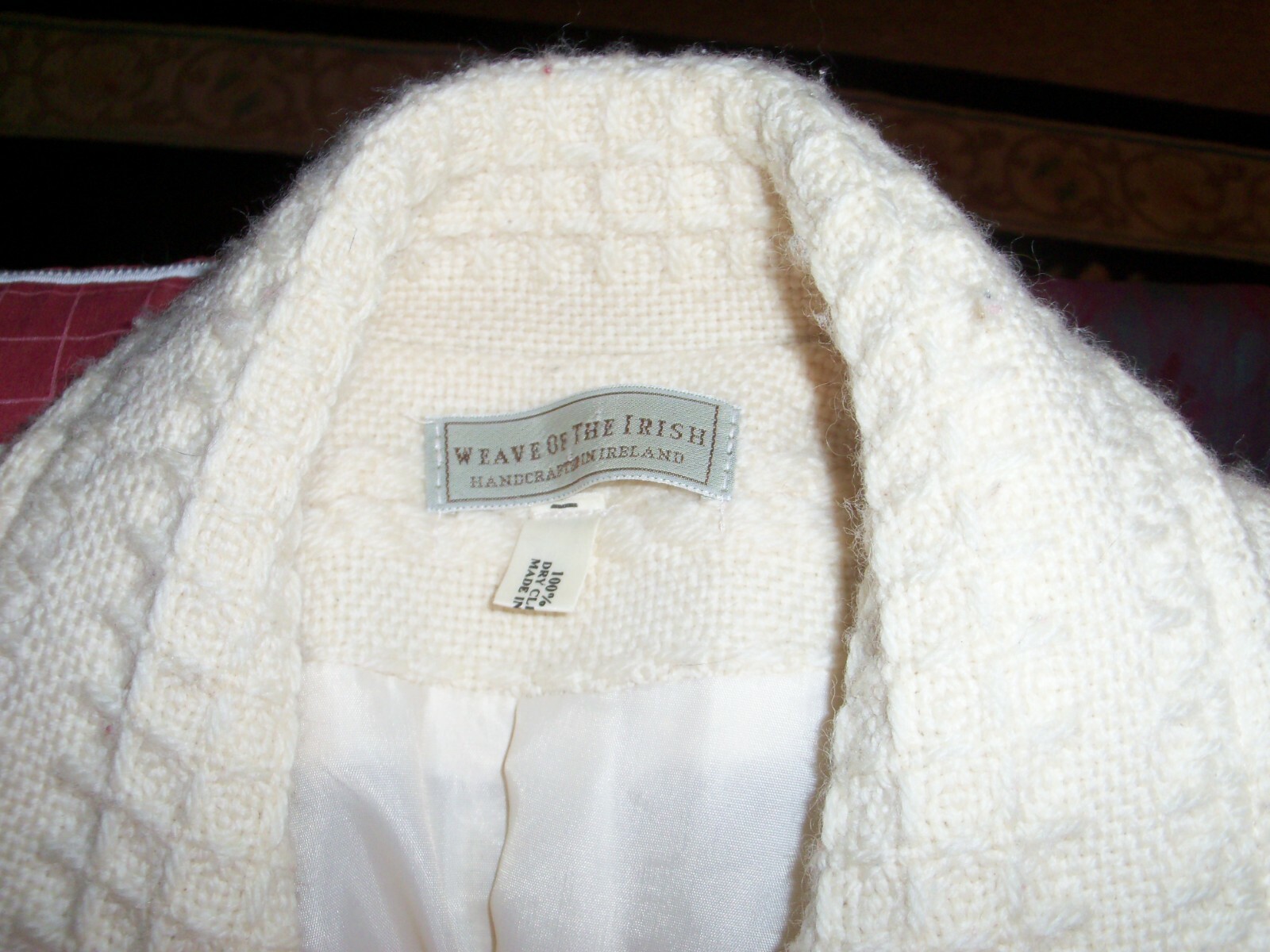 Vintage Weave Of The Irish Women’s Ivory 100% Wool Sweater Coat Size M