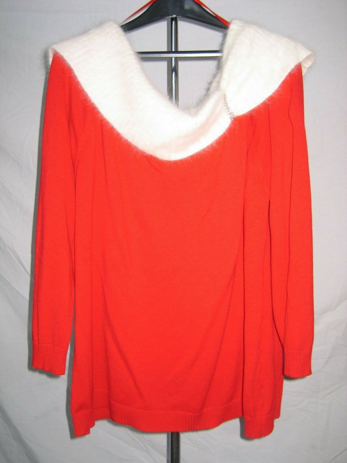 Fabulous Vintage Berer-2 Collection Red & White Angora Sweater with Rhinestones