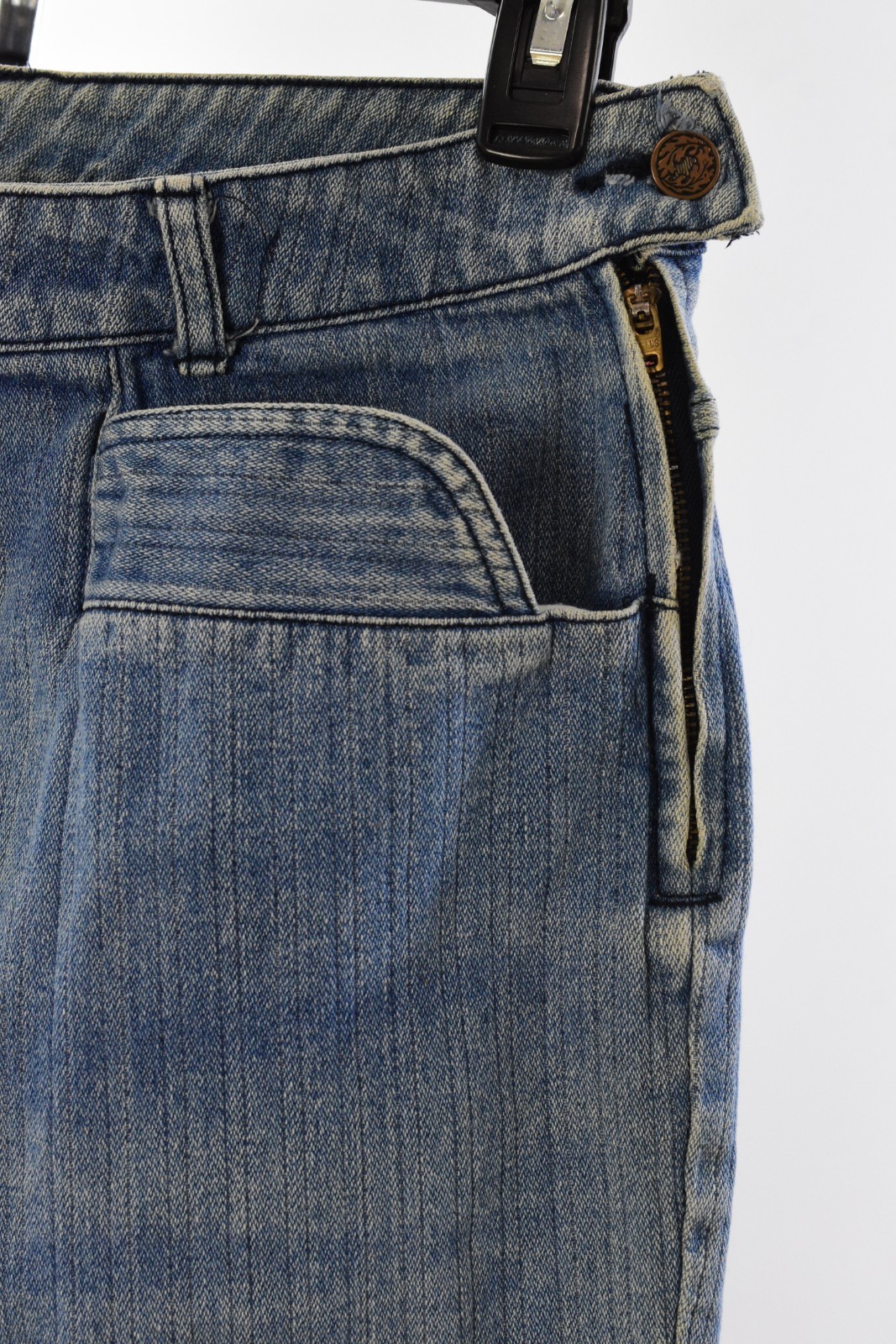80s Vintage Women Denim Jeans Size 8 High Waist Side Closure Zip Tapered Leg
