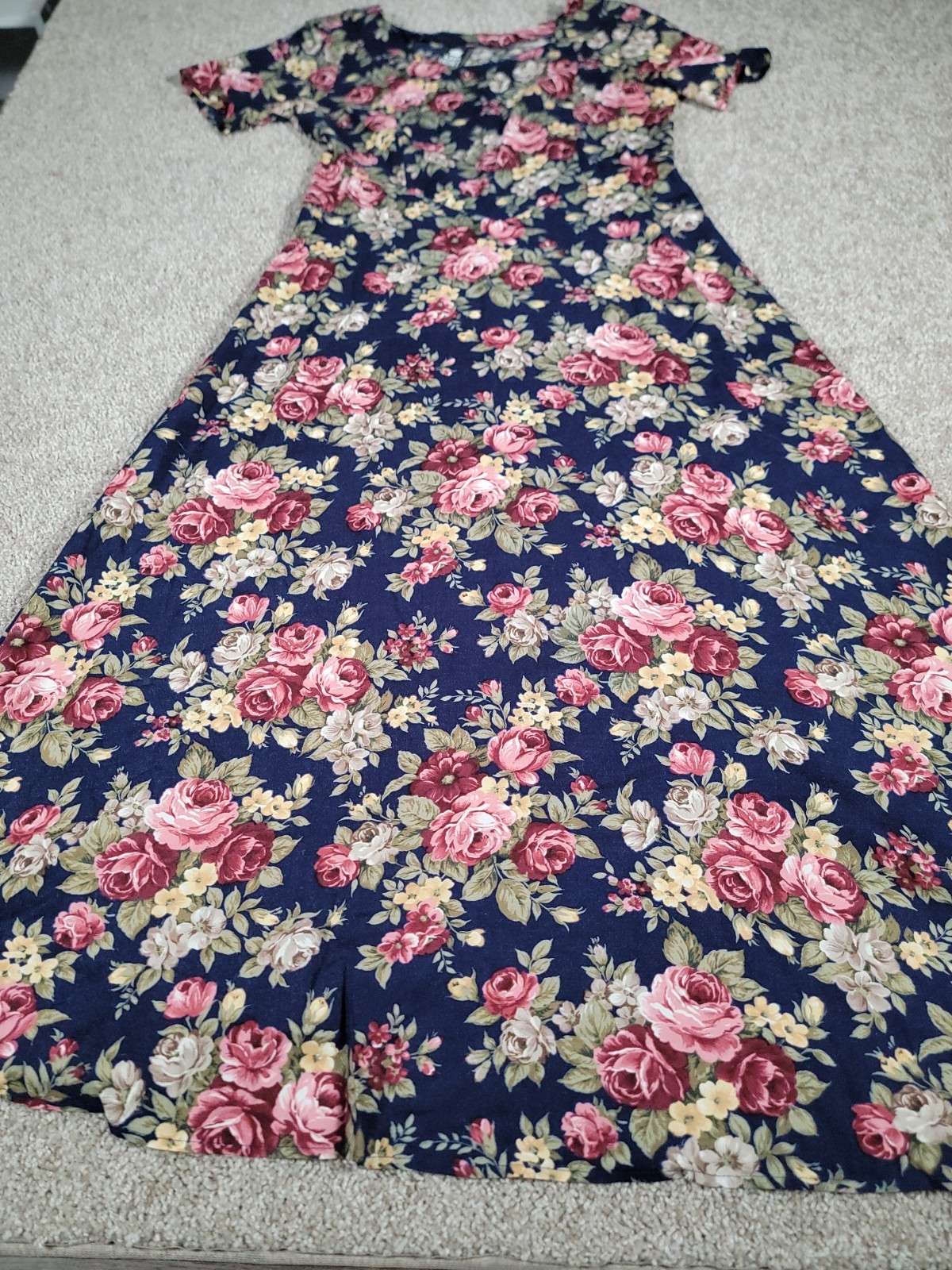 Vintage 90s Floral Rayon Dress Milkmaid Fairy Romantic USA Made Size M/L Prairie