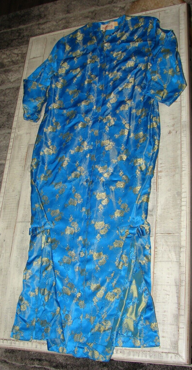 Vintage 1960s Blue and Gold Rhapsody by Glazier Maxi Dress Style 257 SMALL