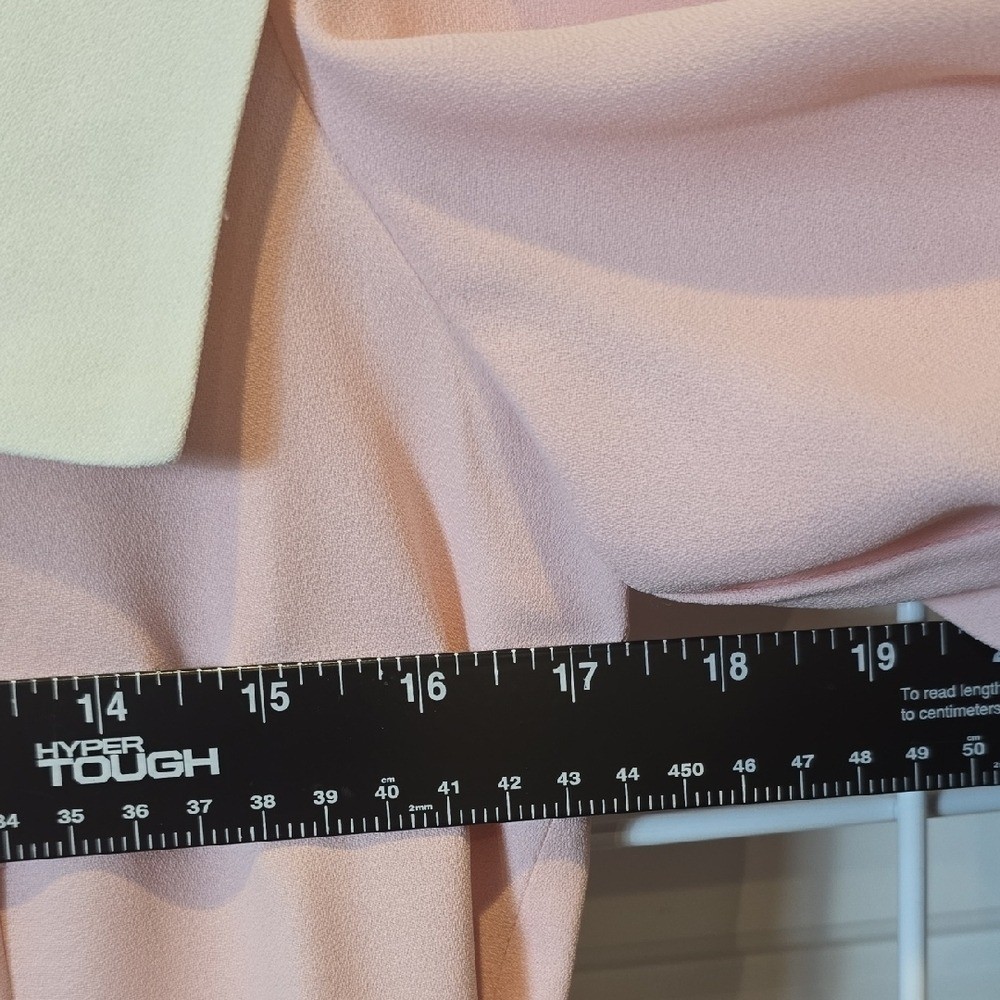 Vintage Pink Pleated Front Midi Dress with White Collar Pit To Pit 17.5″