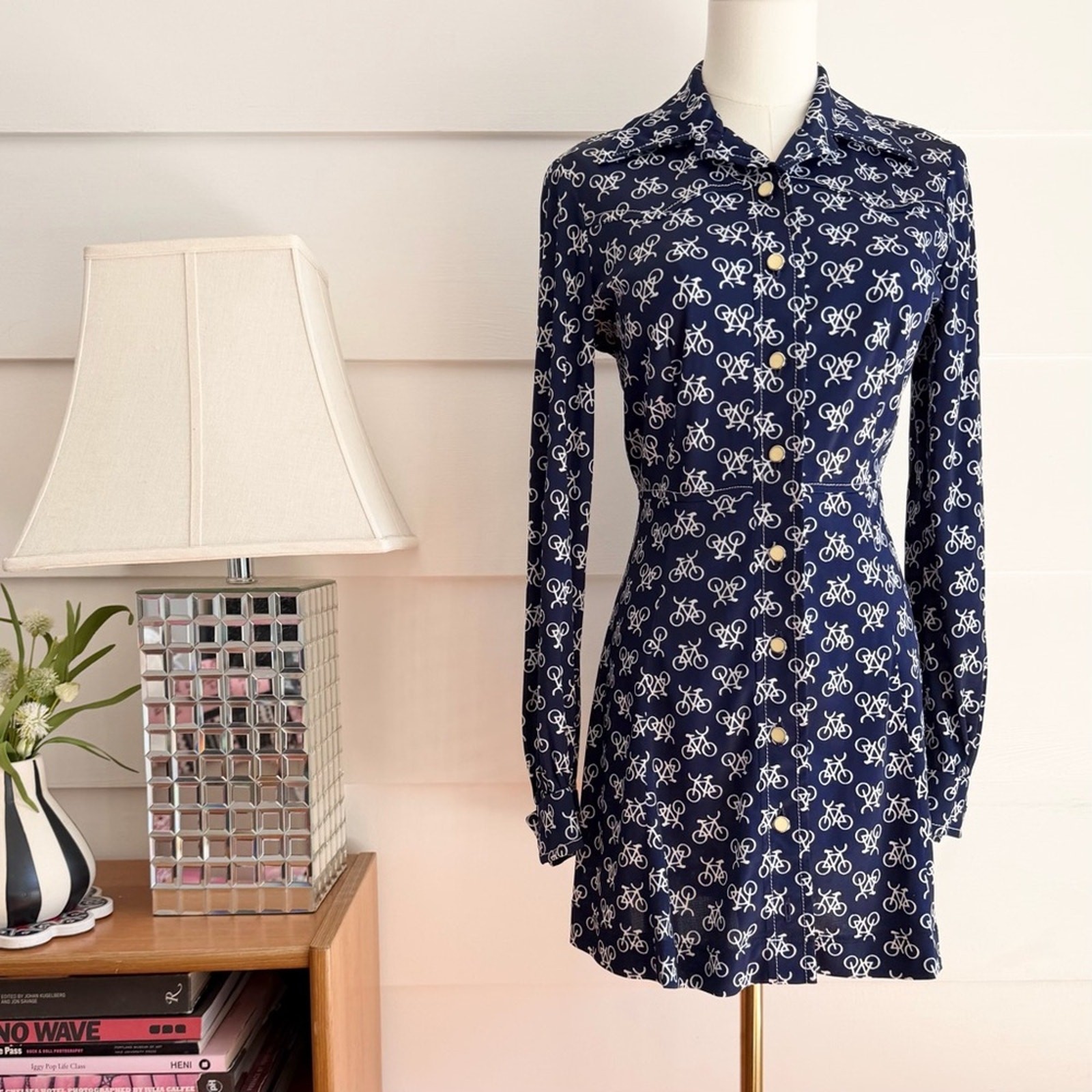 Vintage Bicycle Print Mini Dress by Apropos XS