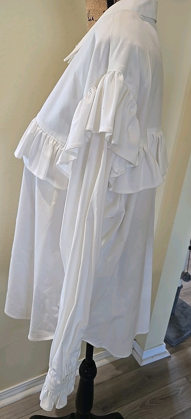 1980’s Vintage Pegaso Frill Poplin Peter Pan Blouse Shirt Sz Large Shoulder Pads