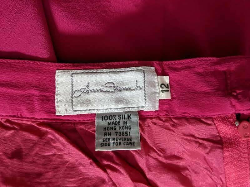 Skirt Hot Pink Vintage Silk Anne French Midi Straight Pencil Below Knee Mod 12