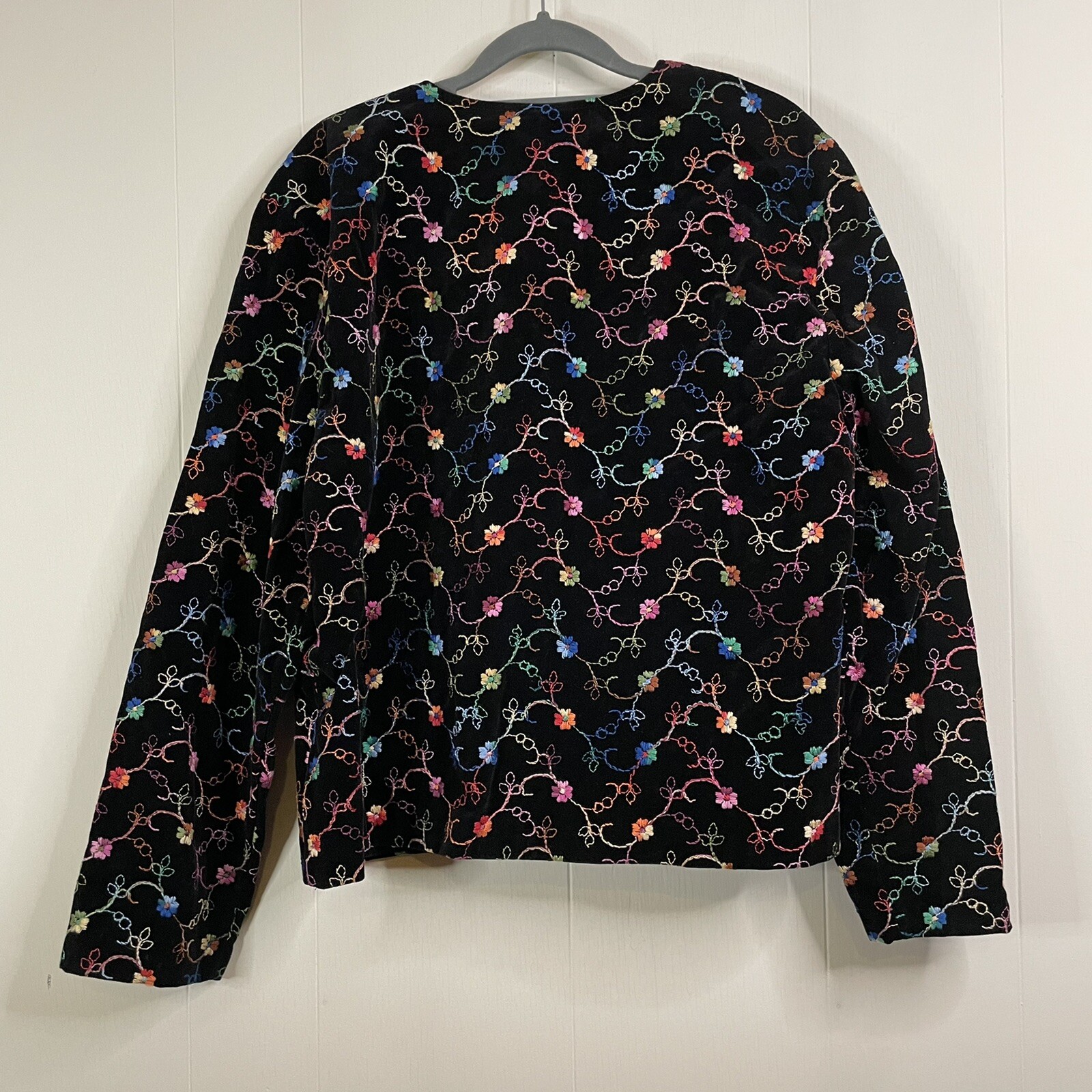 Vintage Lori Of California Velvet Embroidered Floral Rainbow Blazer Jacket
