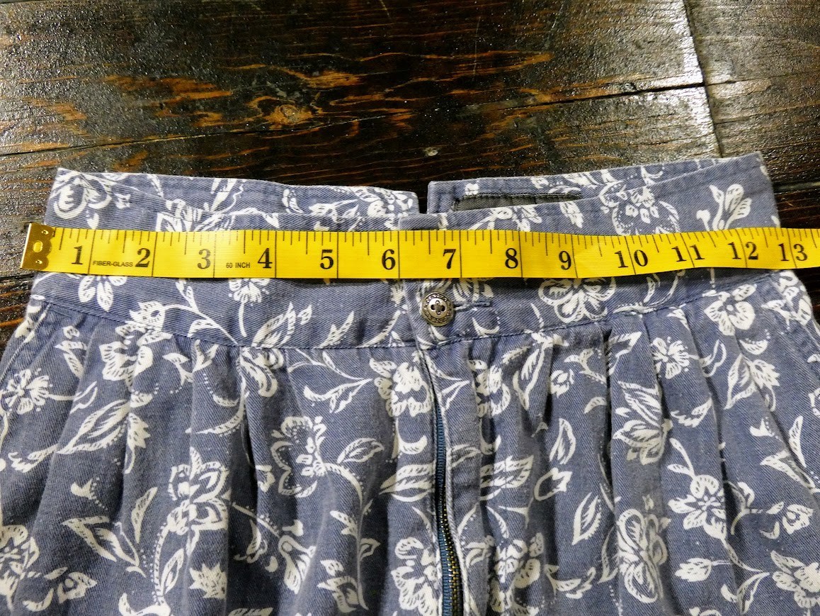 Vintage 80s Paris Sport Club High Waisted Floral Parachute Pants Chambray XS