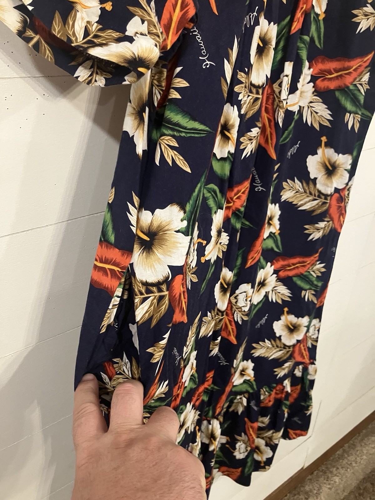 Vintage 70’s Shannon Marie Blue Floral Women’s Hawaiin Mu’mu Dress XL Talon Zip