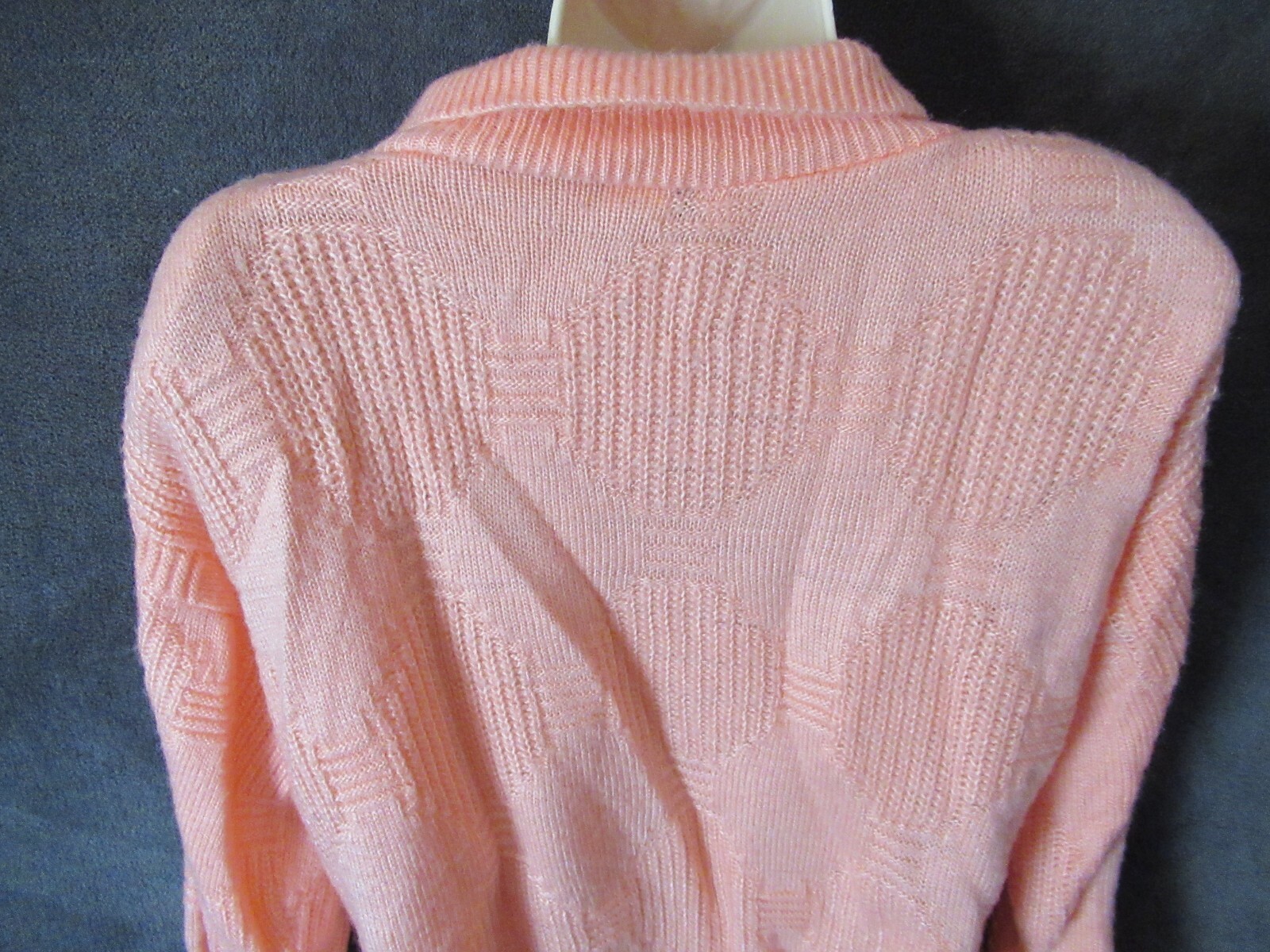 Totally 80’s Vintage Jane Adams Peach Pink Diamond Knit Collared Preppy Sweater