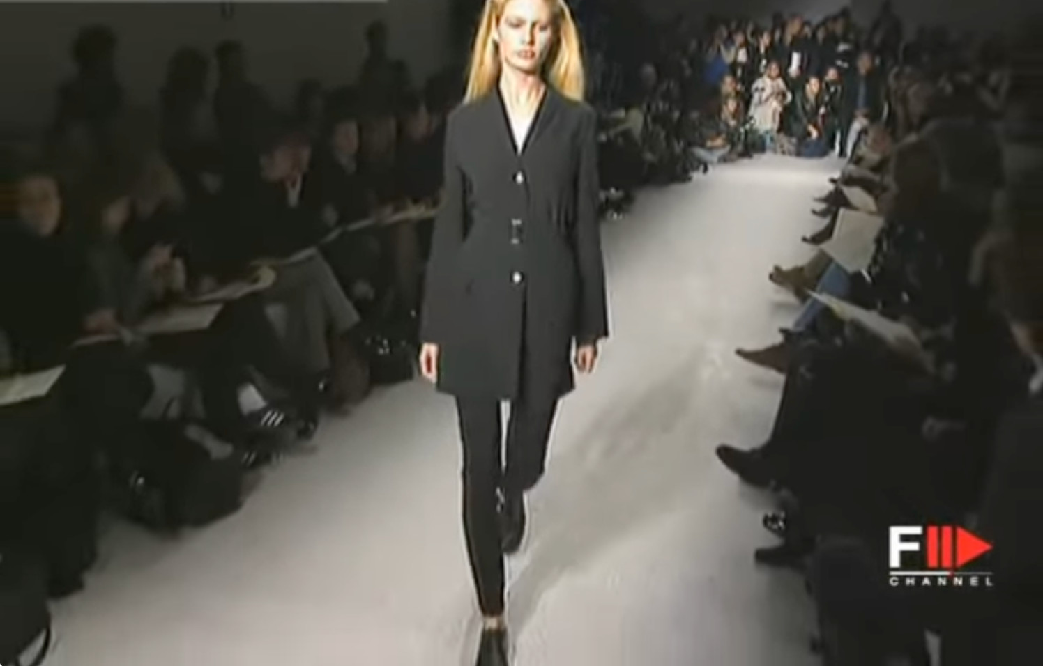 VTG S/S 1997 Calvin Klein Collection Charcoal Black Rayon Minimal Duster Coat