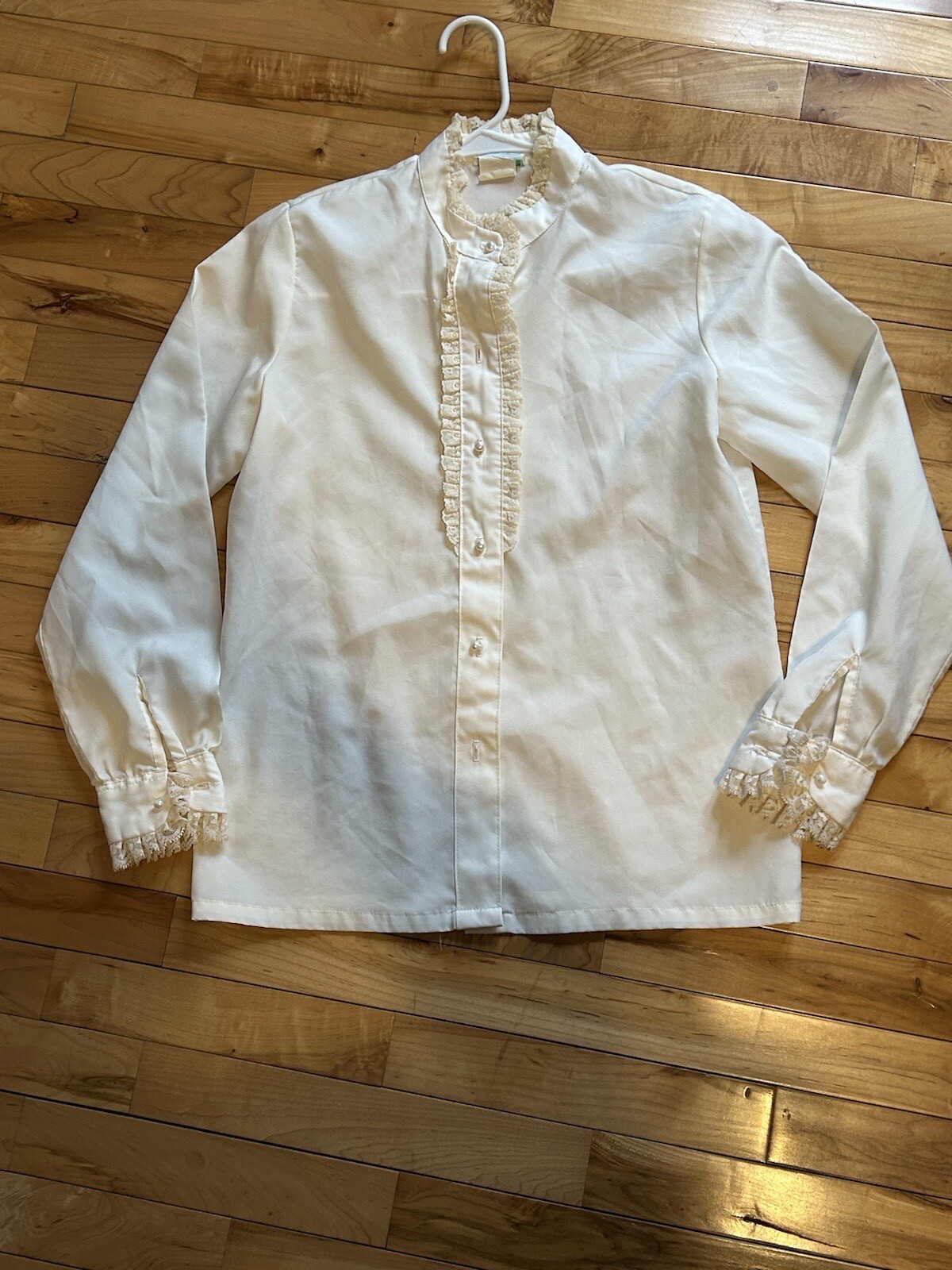 vintage sears jr bazaar 70s Button Down Shirt Ivory Secretary Geek Cottage