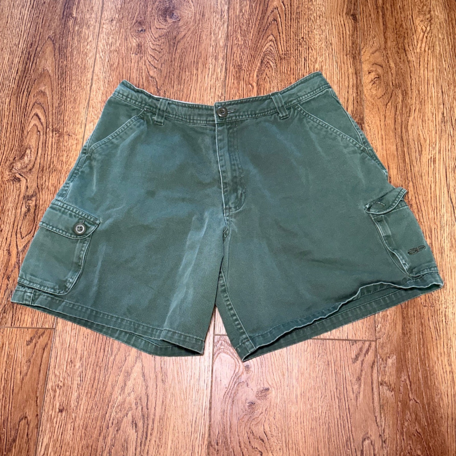 90s Ocean Pacific OP Womens Olive Green Cotton Cargo Shorts Size 11 Utility VTG