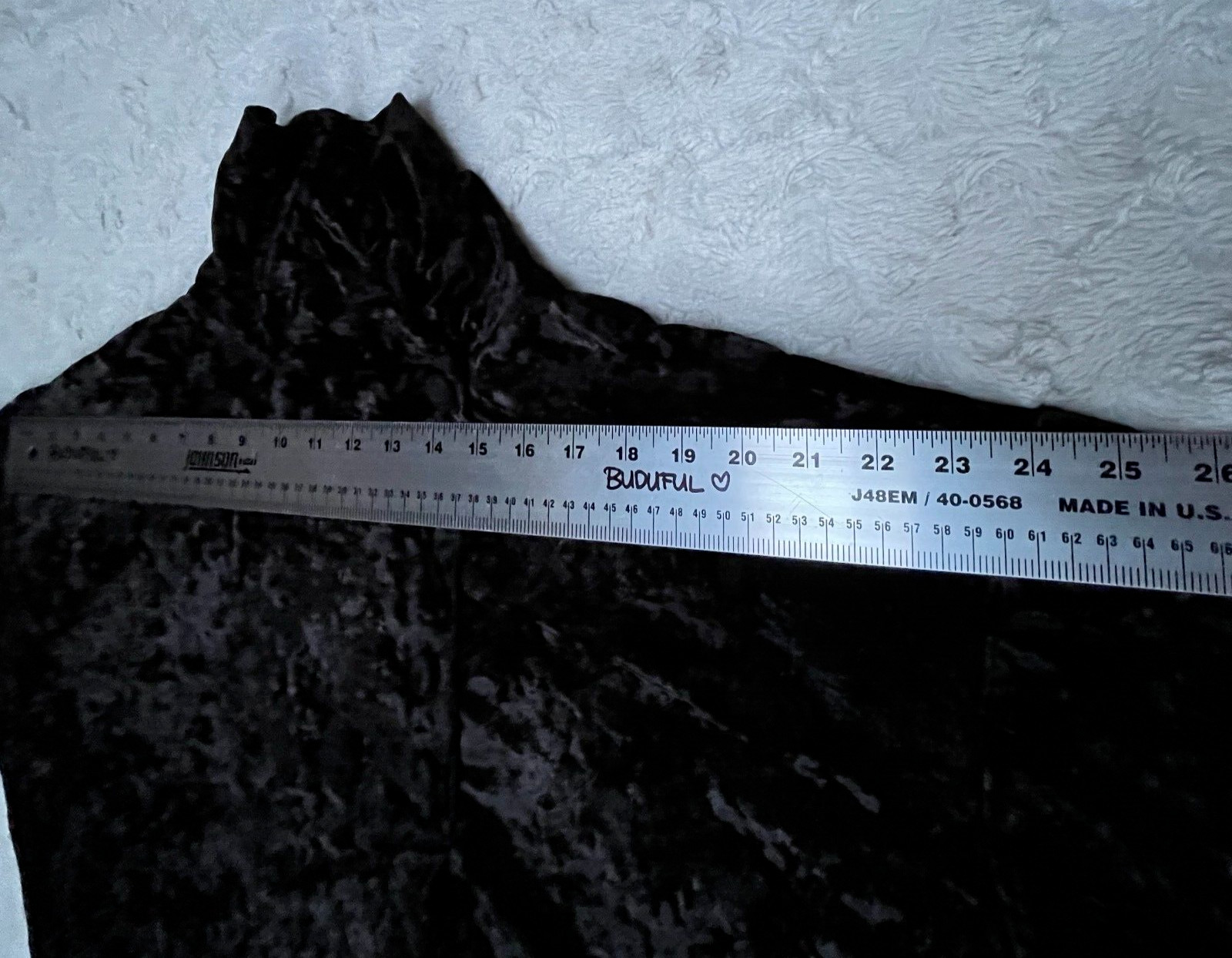Tape Measure Womens Tunic Top Blouse Cowl Neck Long Sleeve Velvet large Black