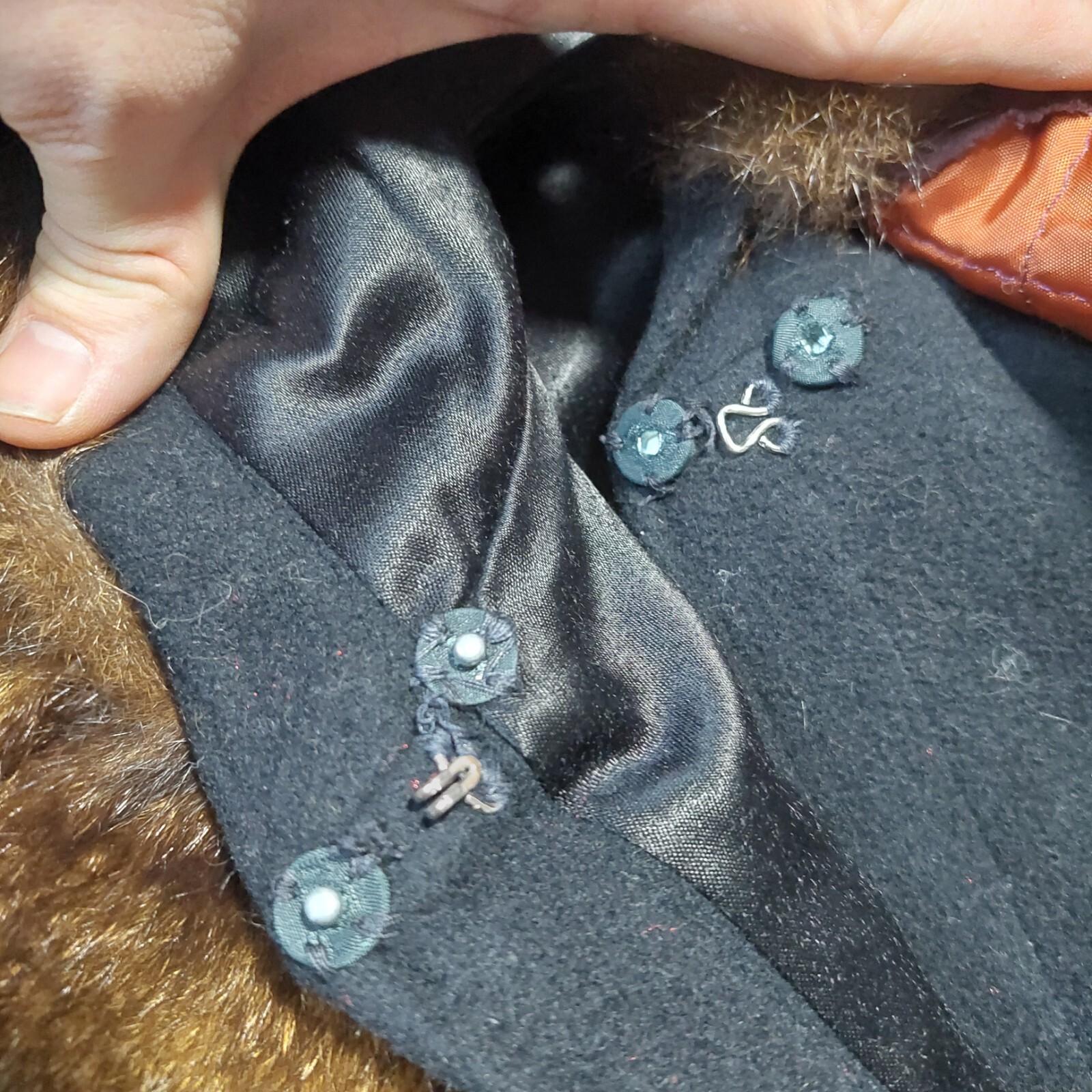 Women’s Small Aunt Abigail’s Attic Black 100% Wool Full Length Cape FauxFur Hood
