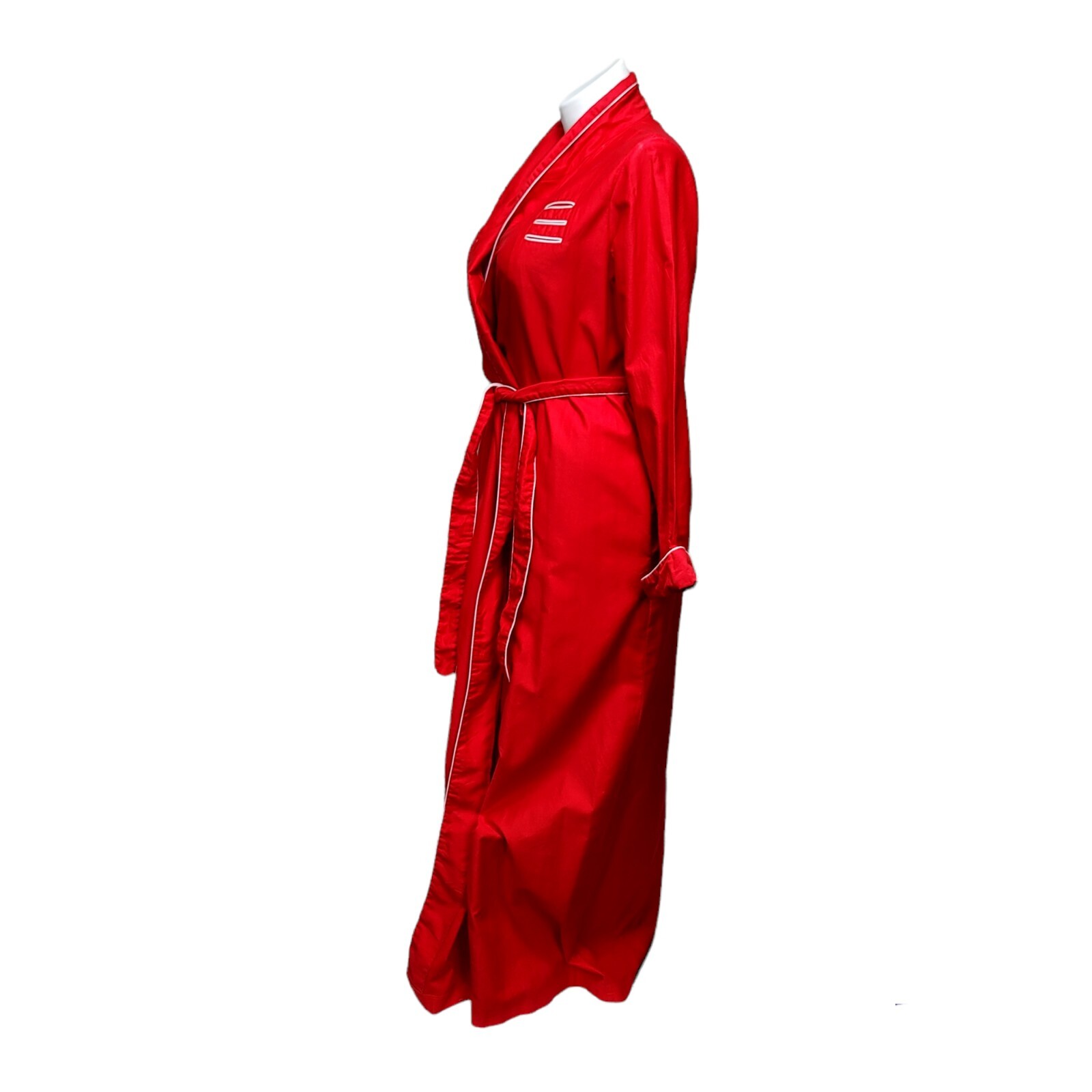 Vintage 70s 80s David Brown California Size L Red White Piping Lightweight Robe